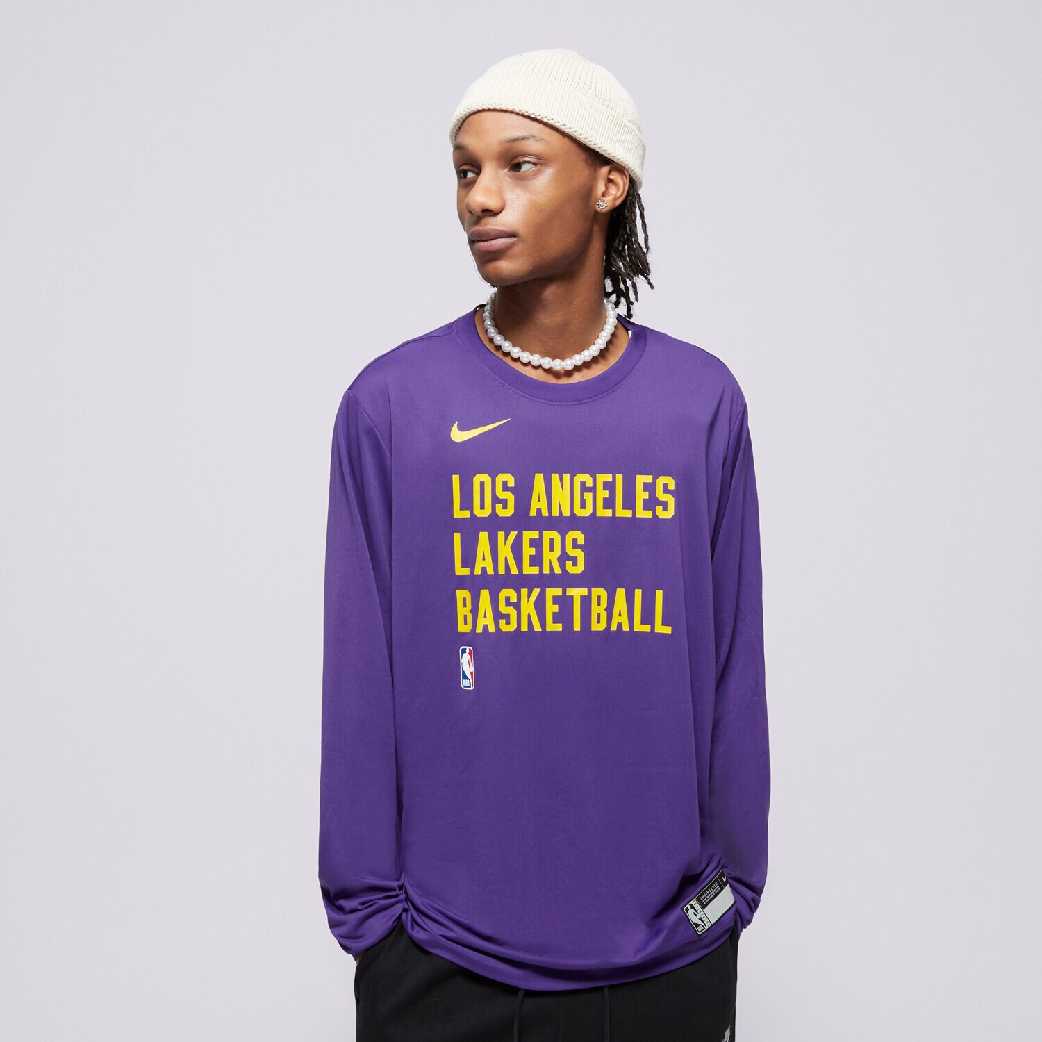 Moška majica s kratkimi rokavi NIKE T-SHIRT LAL M NK DF ES PRT LS TEE NBA FD9953-504 vijolična