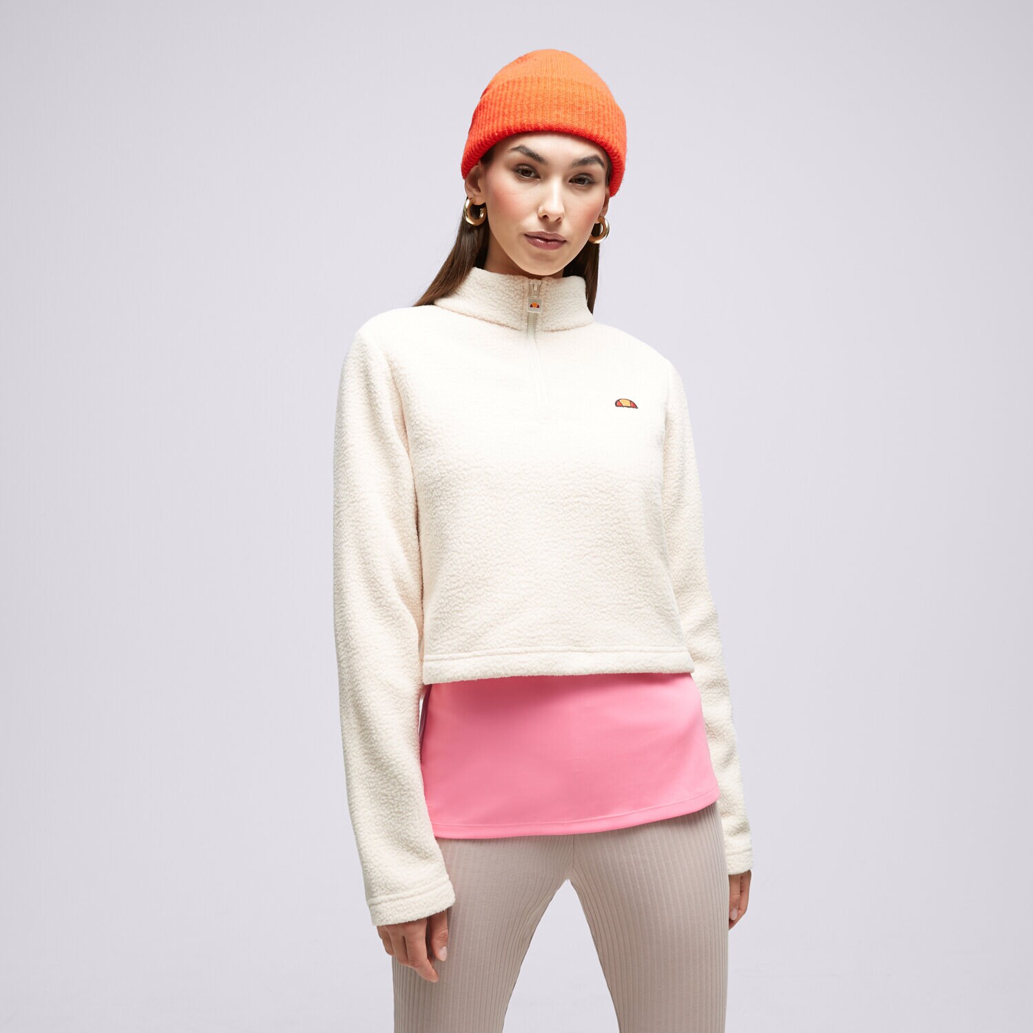 Ženski pulover ELLESSE JOPICA RAZPENJANA SENATORE OFF WHT 1/2 ZIP TRACK MAJ