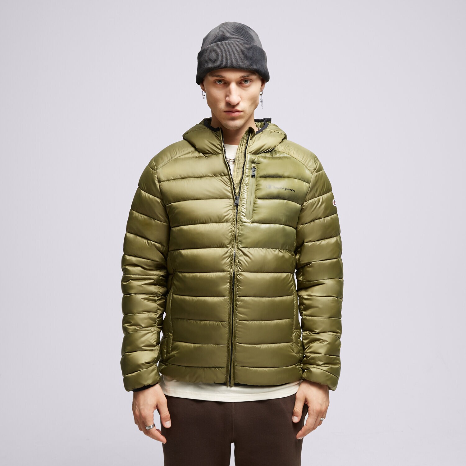 Moška zimska jakna CHAMPION JAKNA ZIMSKA HOODED JACKET 219184GS554 zelena