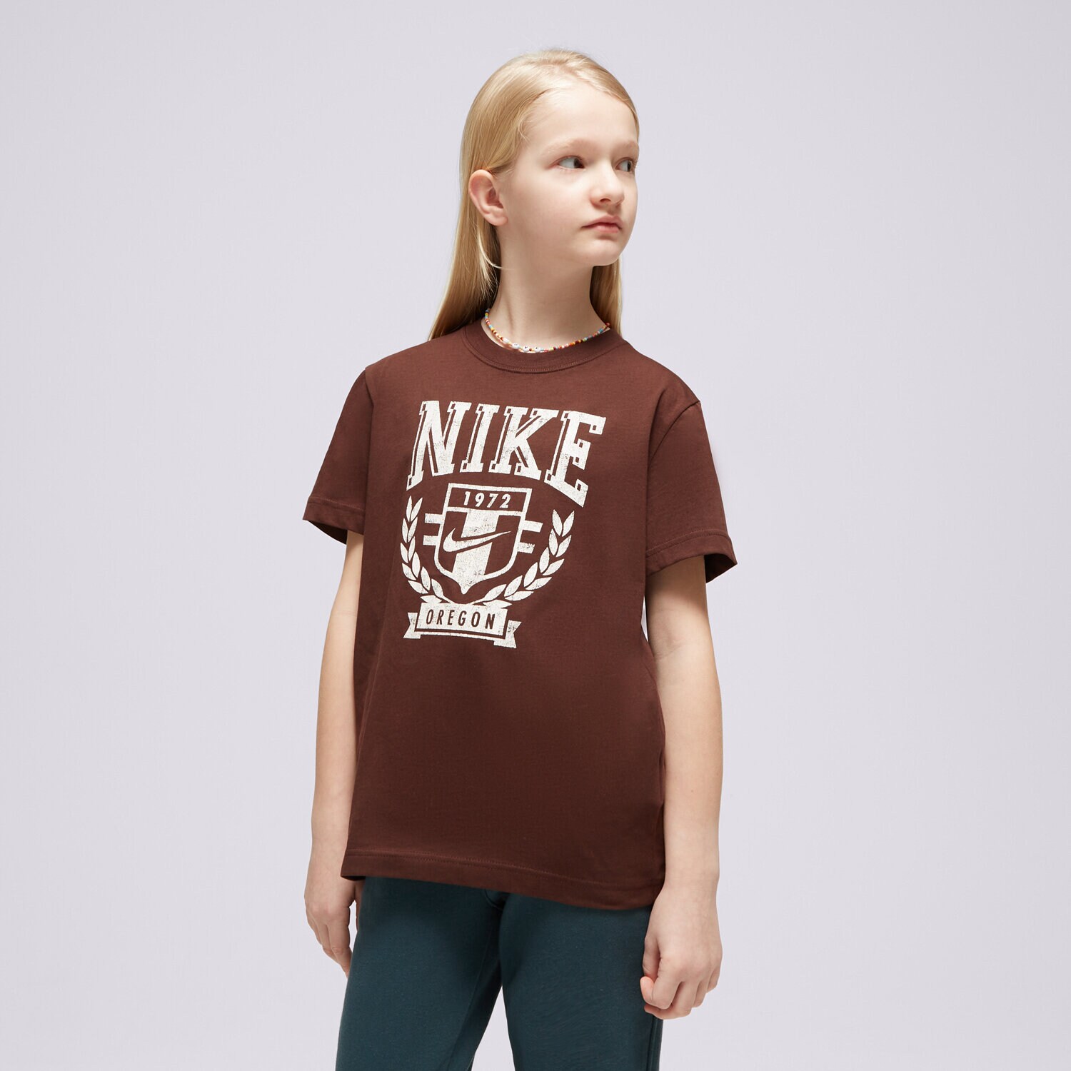 Otroška majica s kratkimi rokavi NIKE T-SHIRT G NSW TREND BF TEE GIRL FZ4724-227 rjava