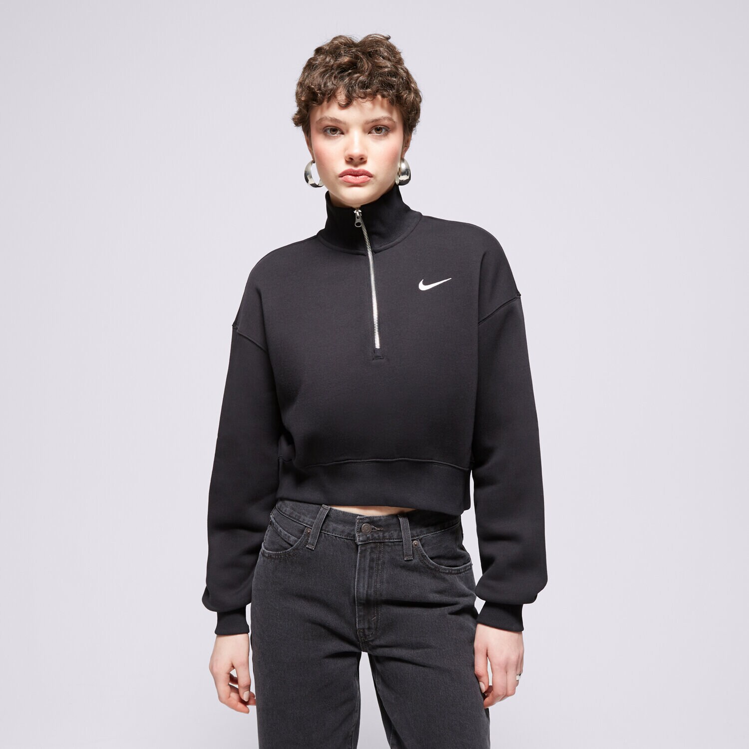 Ženski pulover NIKE JOPICA W NSW PHNX FLC QZ CROP DQ5767-010 črna