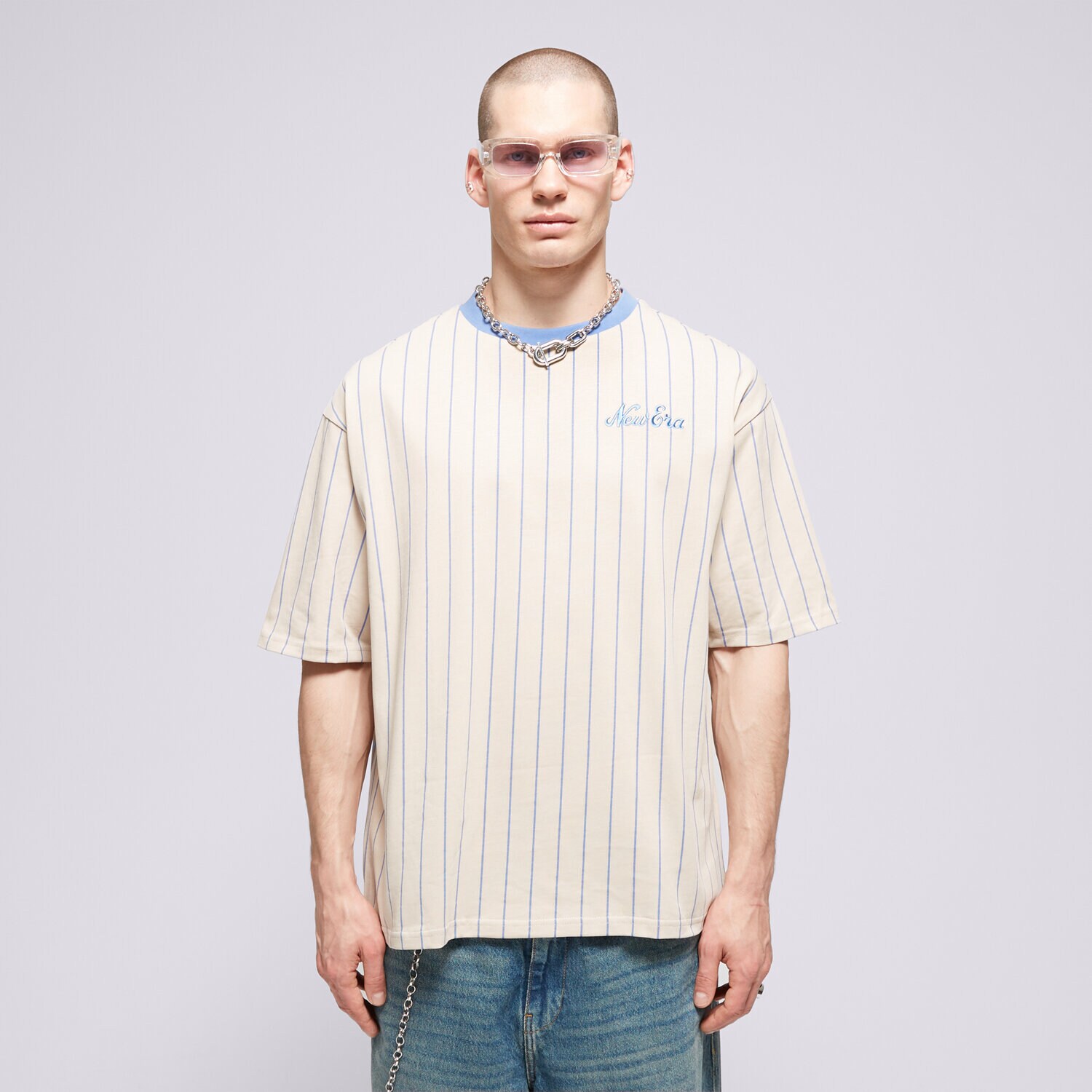 Moška majica s kratkimi rokavi NEW ERA T-SHIRT NE PINSTRIPE OS NONE 60435410 bež