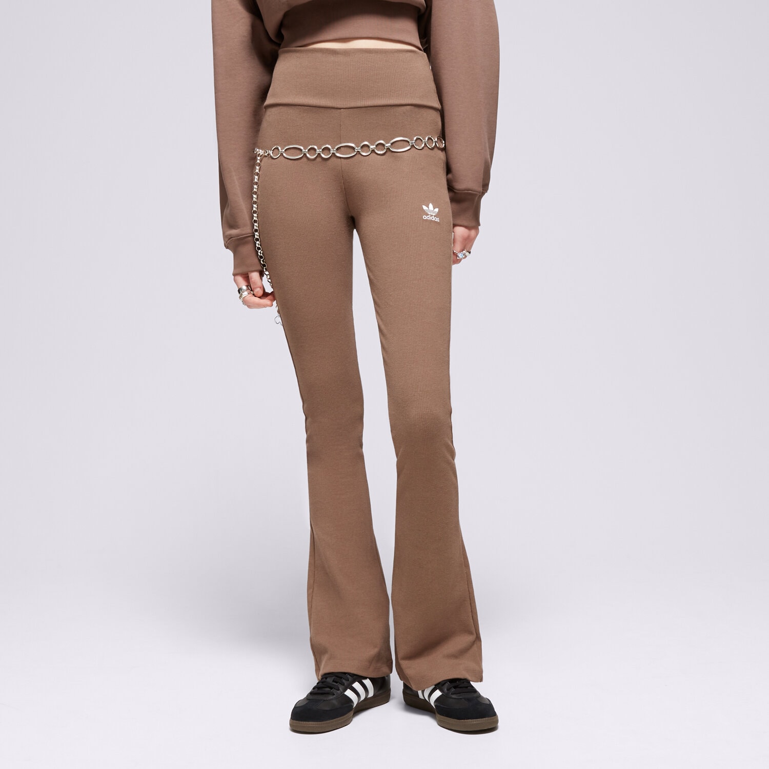 Ženske hlače ADIDAS HLAČE RIB FLARED PANT IR5945 rjava
