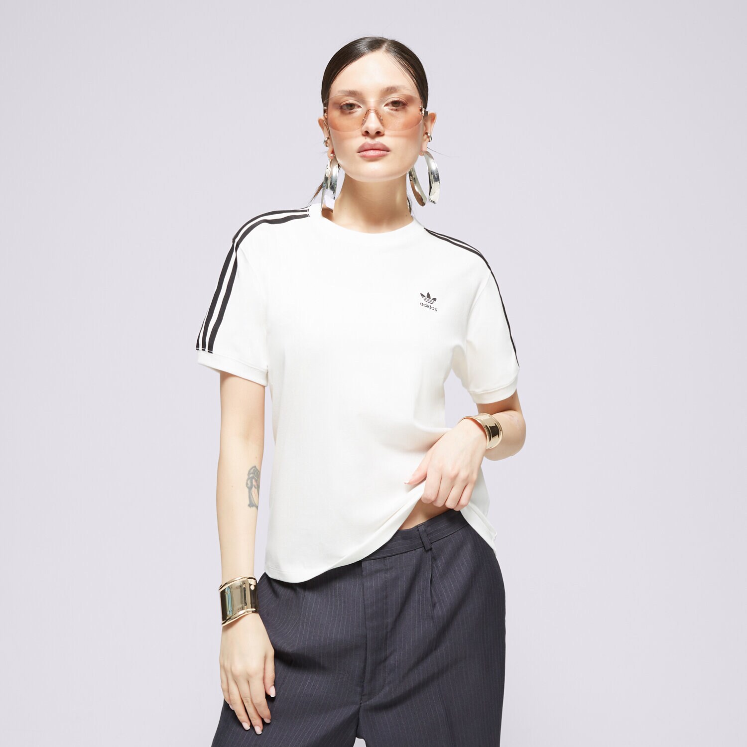 Ženska majica s kratkimi rokavi ADIDAS T-SHIRT 3 STRIPE TEE IR8051 bela
