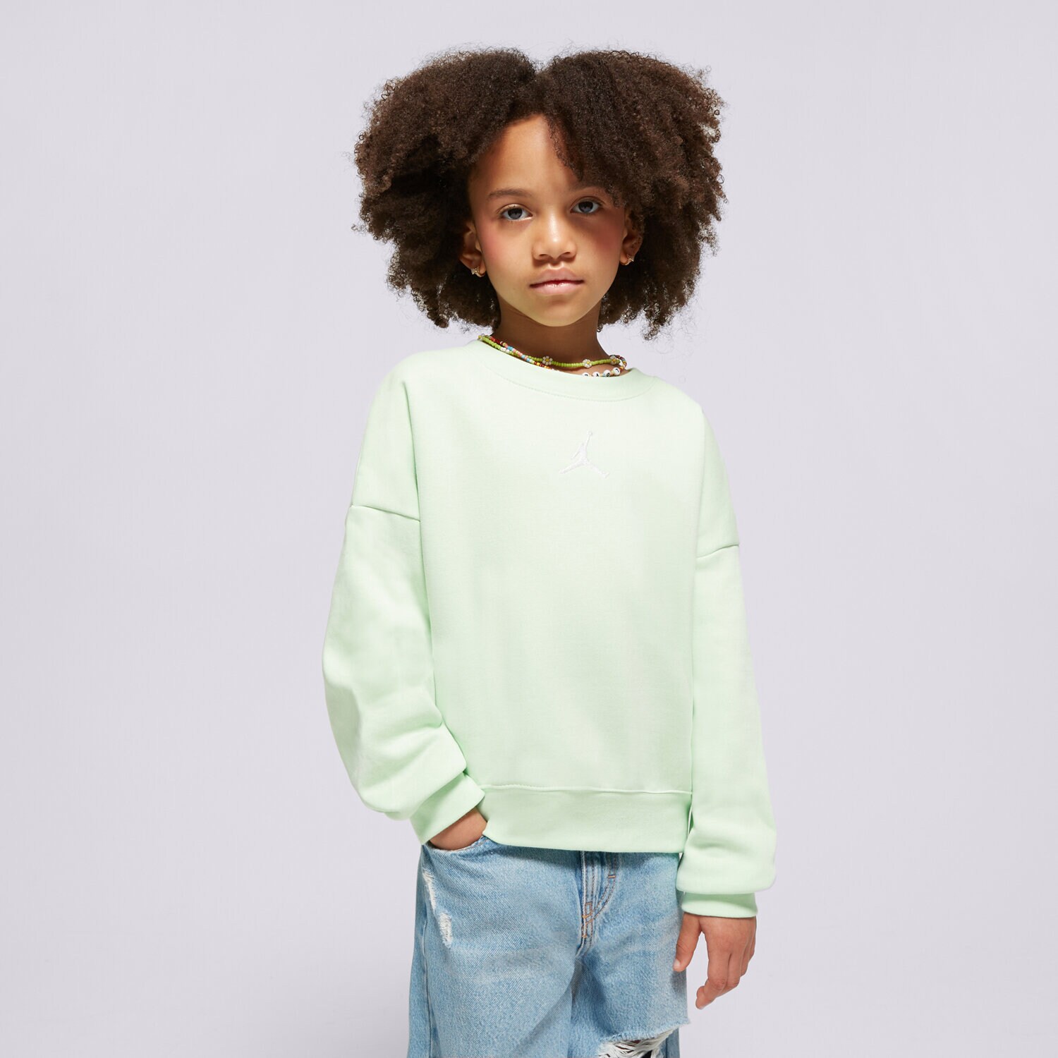 Otroški pulover JORDAN JOPICA ICON PLAY OVERSIZED CREW GIRL 45C387-E2E zelena