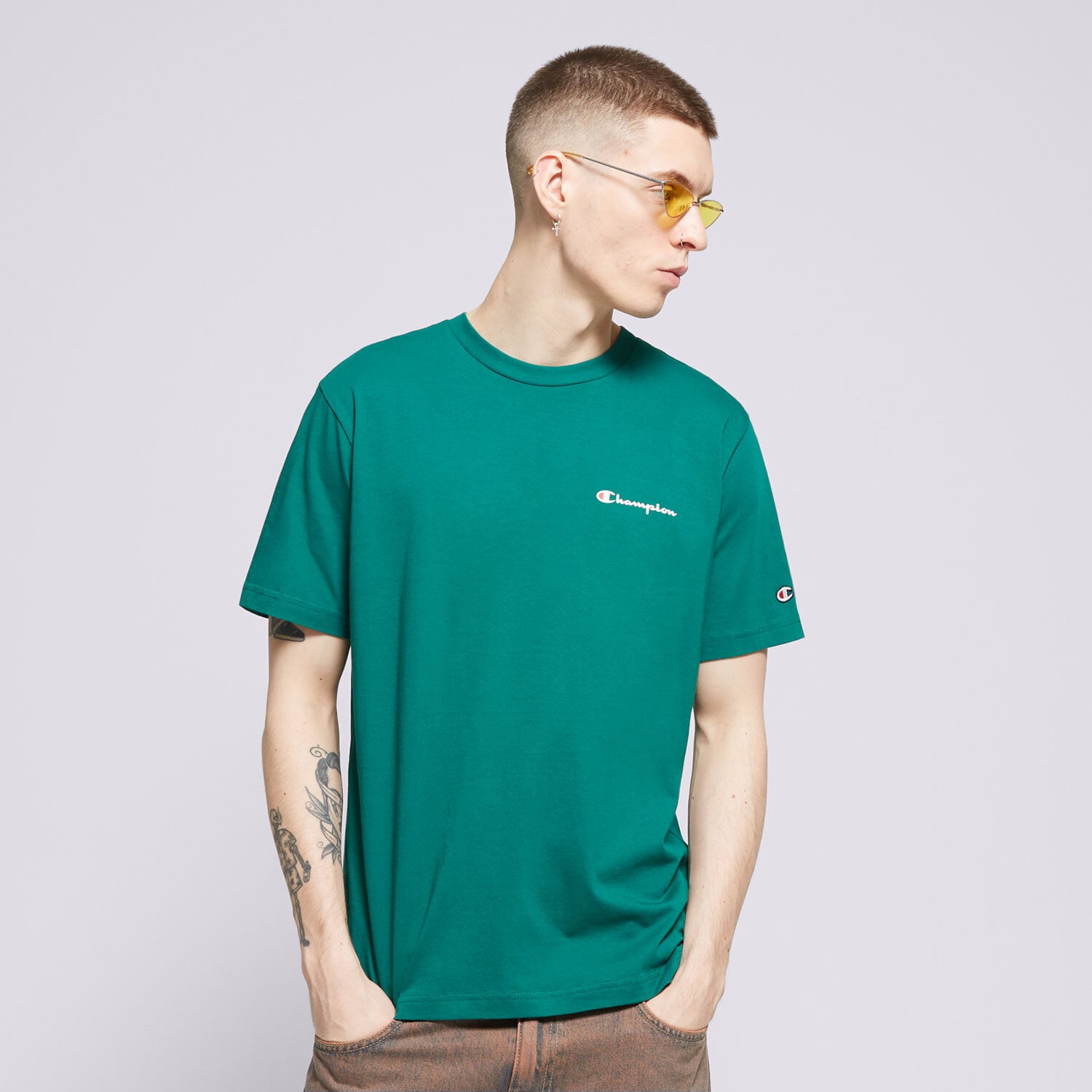 Moška majica s kratkimi rokavi CHAMPION T-SHIRT CREWNECK 219838GS571 zelena