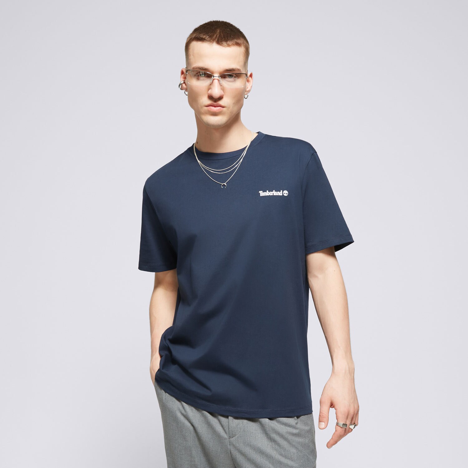 Moška majica s kratkimi rokavi TIMBERLAND T-SHIRT SMALL LOGO PRINT TEE TB0A5QQT4331 mornarsko modra