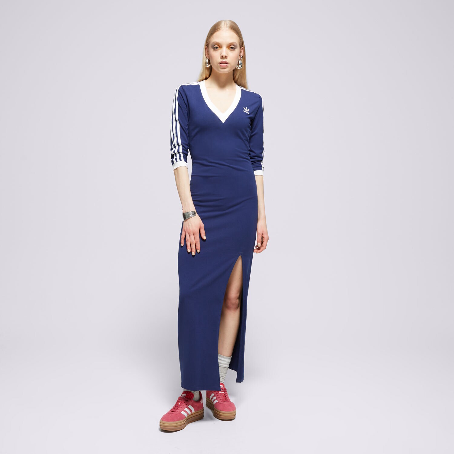Ženska obleka ADIDAS OBLEKA MAXI TRENIRKAS V IP2987 mornarsko modra
