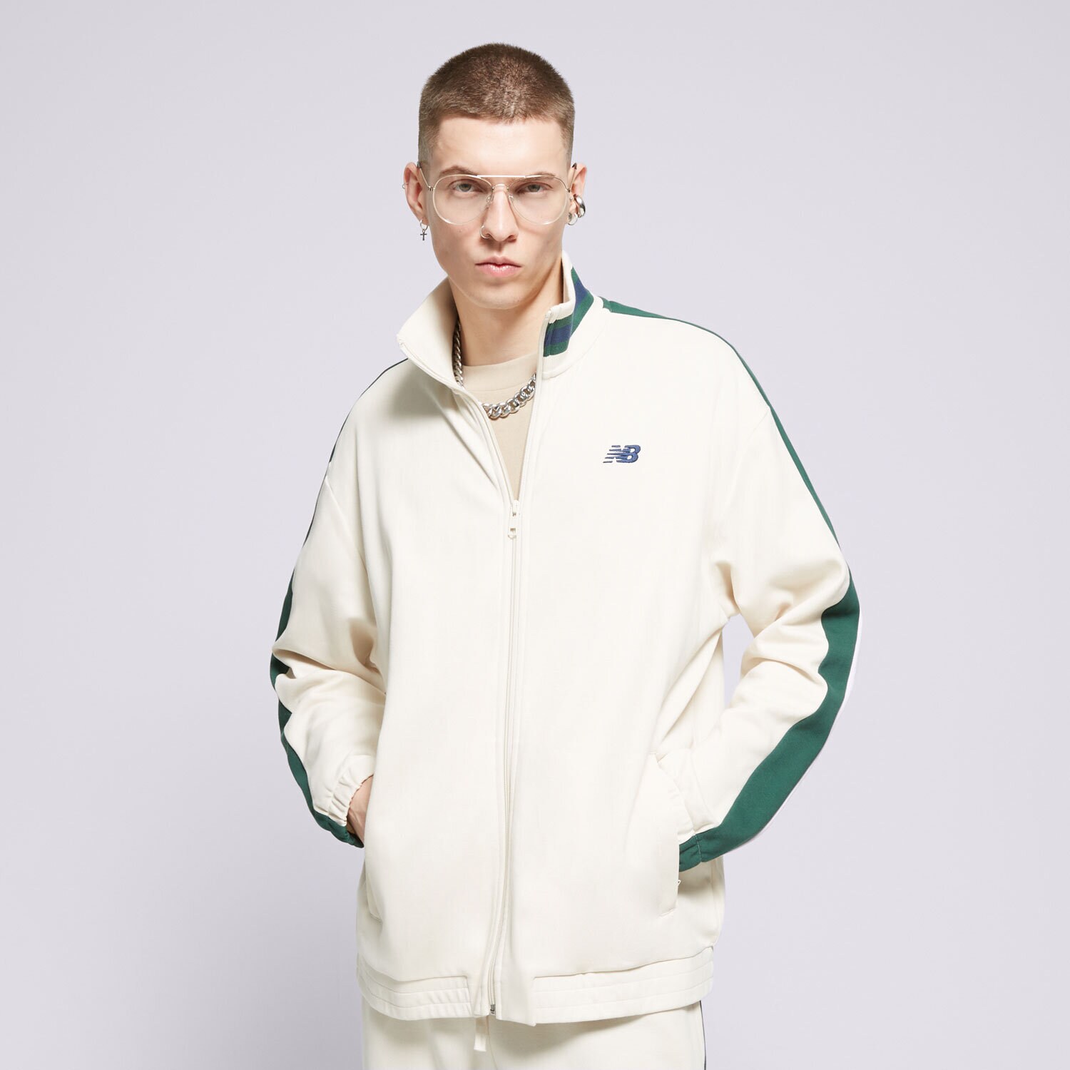 Moški pulover NEW BALANCE JOPICA SGH FULL ZIP MJ41503LIN bela