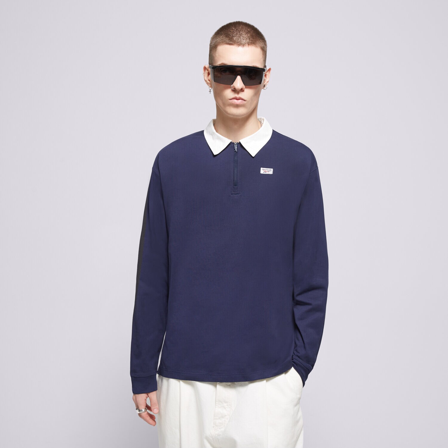 Moška majica s kratkimi rokavi REEBOK POLO COURT SPORT QUARTER ZIP 100075580 mornarsko modra