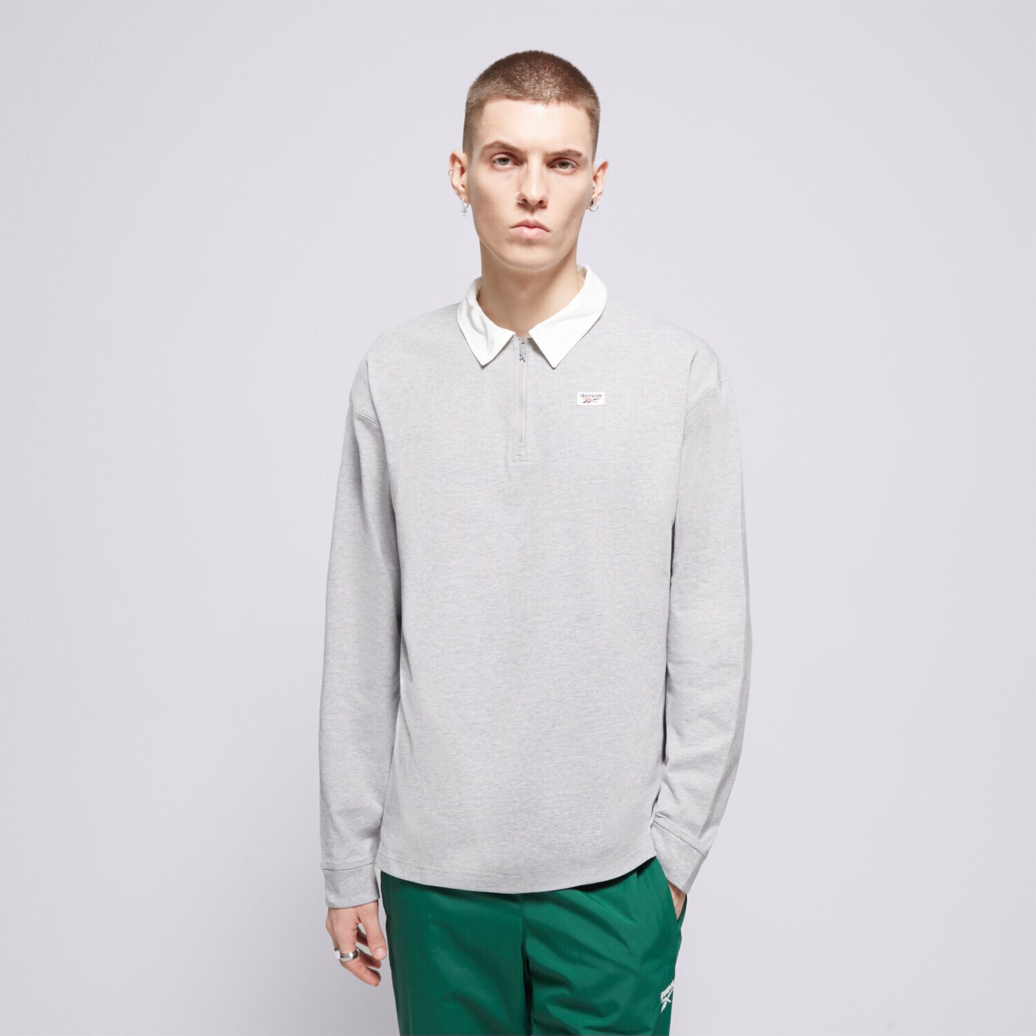 Moška majica s kratkimi rokavi REEBOK POLO COURT SPORT QUARTER ZIP 100076423 siva