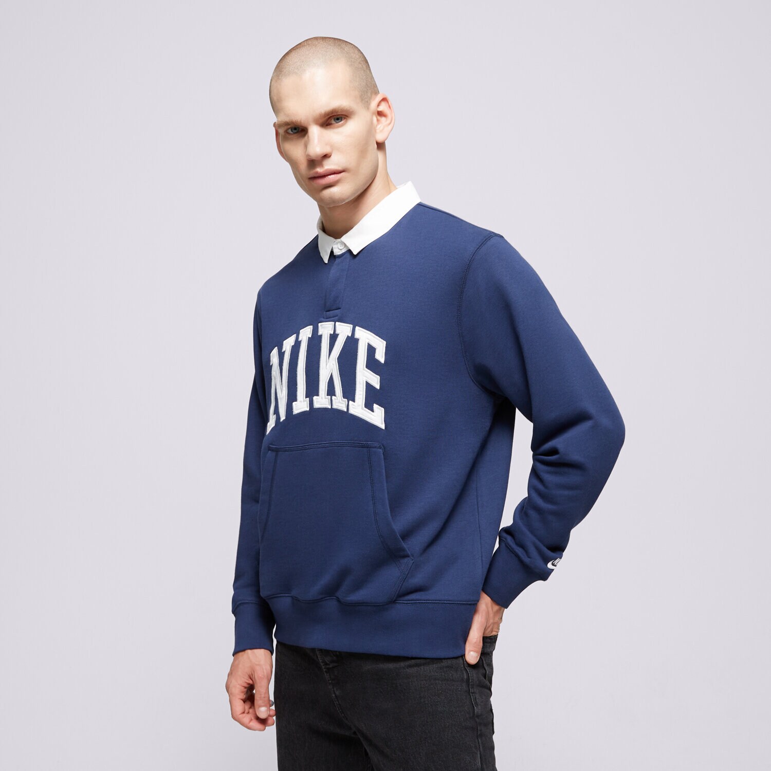 Moški pulover NIKE JOPICA M NK CLUB HBR FT LS POLO FN3112-410 mornarsko modra