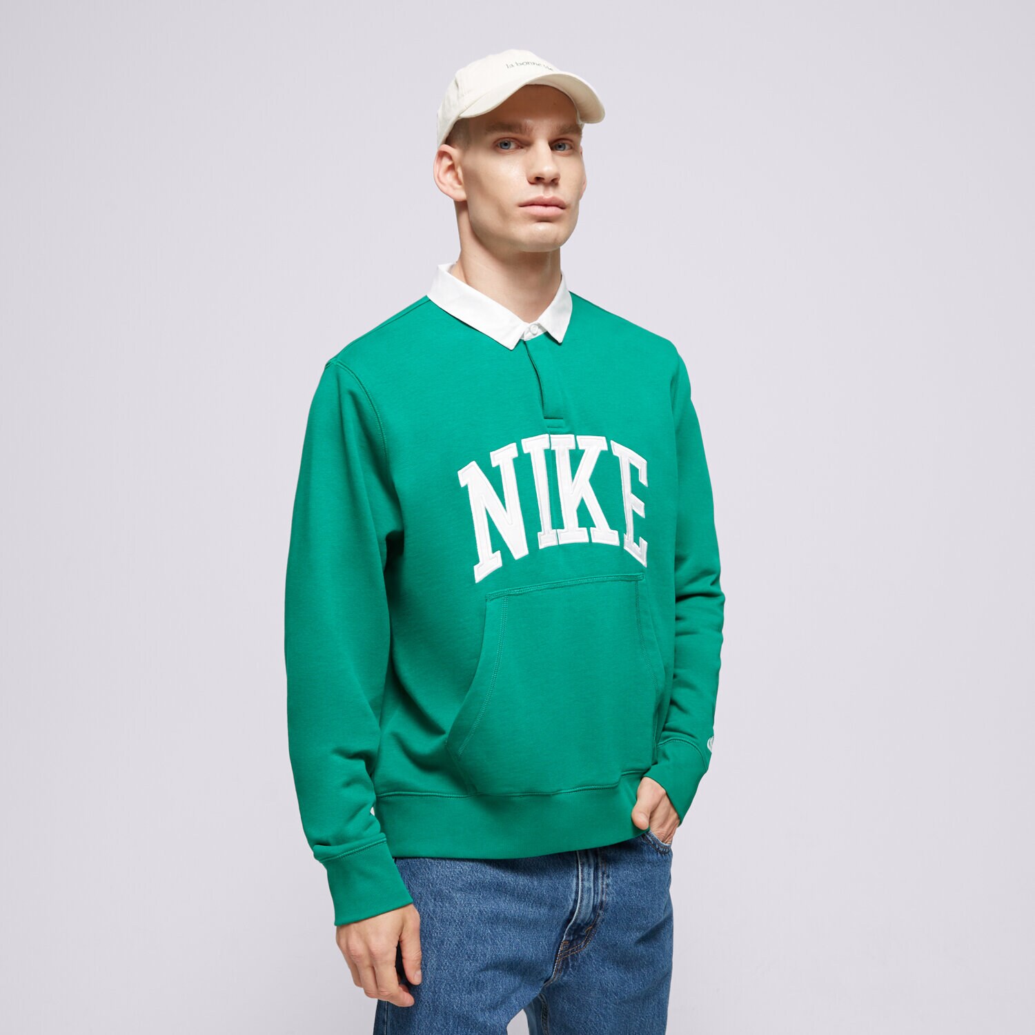 Moški pulover NIKE JOPICA M NK CLUB HBR FT LS POLO FN3112-365 zelena
