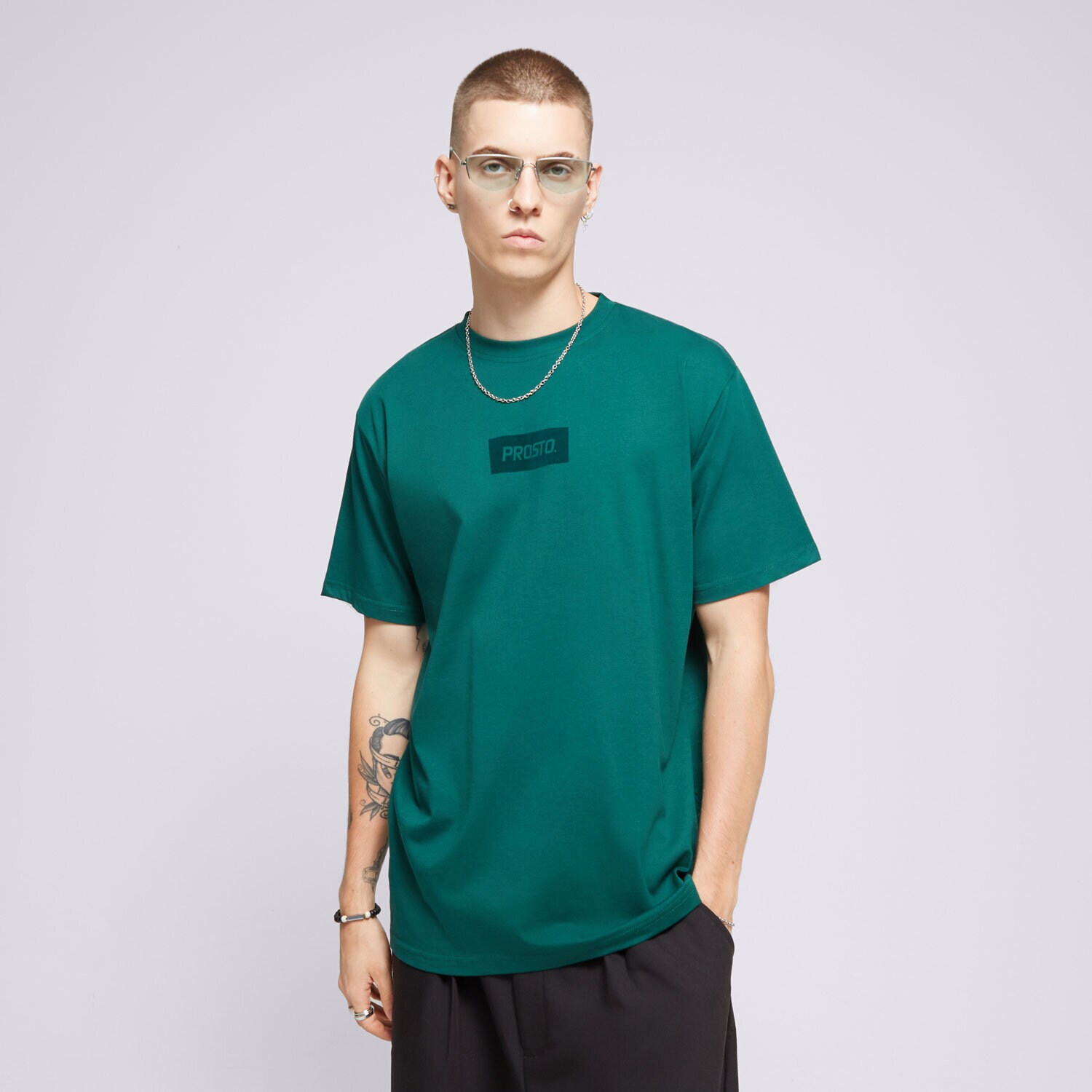 Moška majica s kratkimi rokavi PROSTO  T-SHIRT CLOSS GREEN KL241MTEE1222 zelena