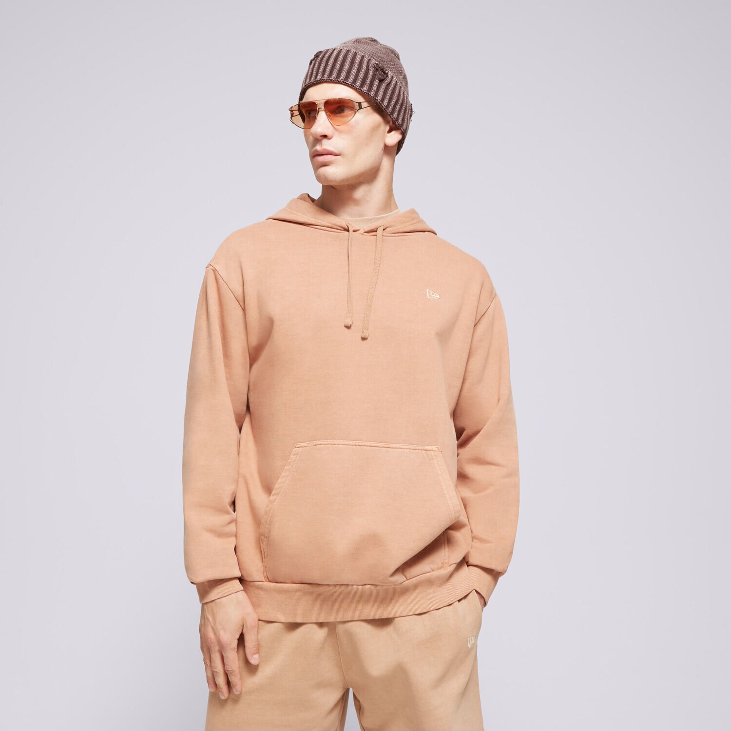 Moški pulover NEW ERA JOPICA S KAPUCO NE WASHED OVERSIZED NONE 60502669 rjava