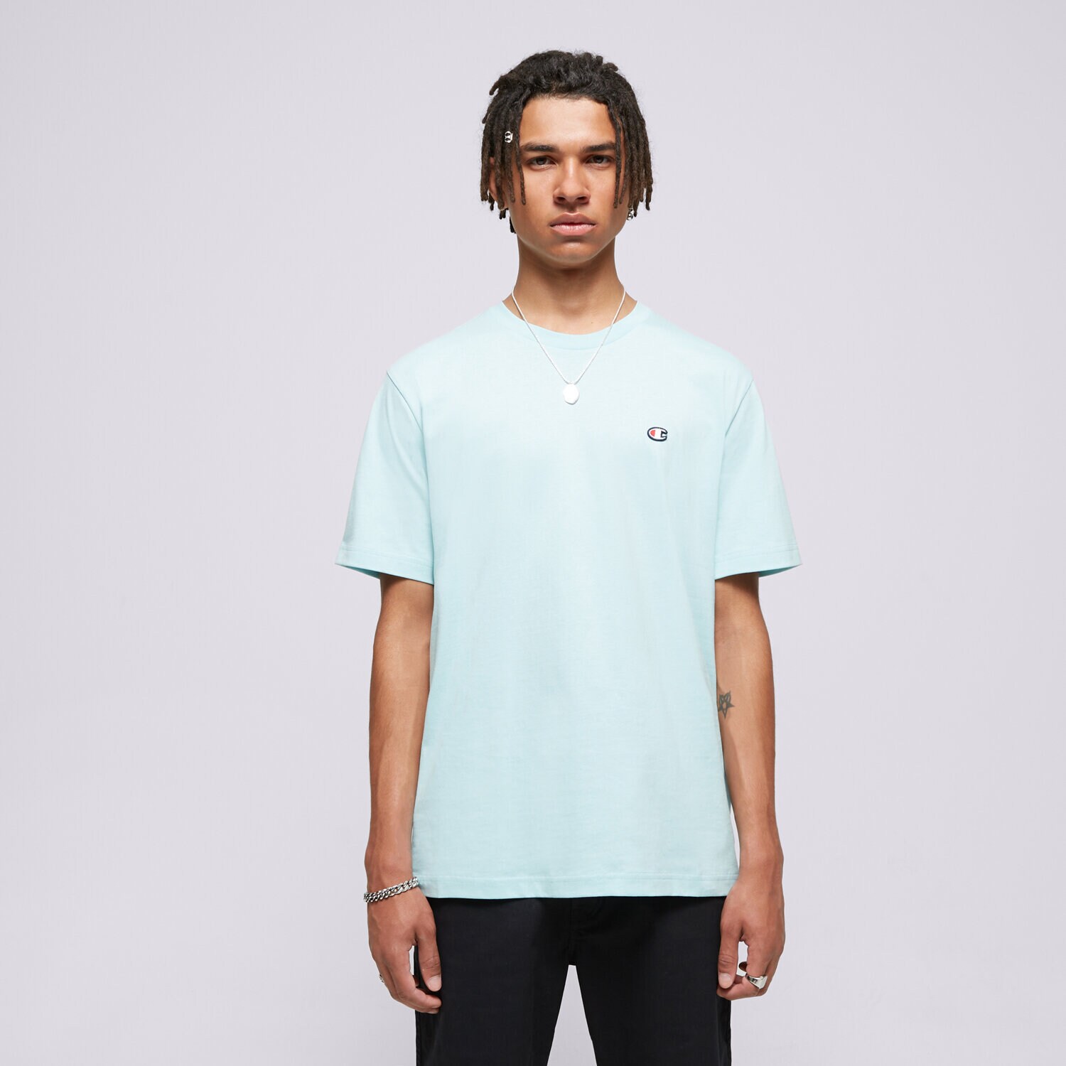 Moška majica s kratkimi rokavi CHAMPION T-SHIRT CREWNECK TEE 220453BS017 turkizna