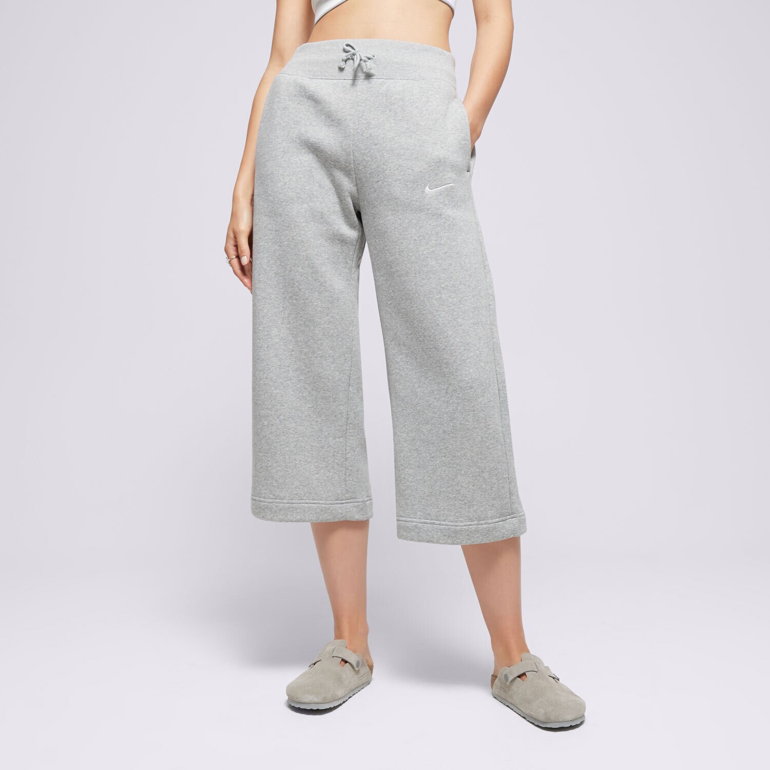 Ženske hlače NIKE HLAČE W NSW PHNX FLC HR CROP SWTP FB8313-063 siva