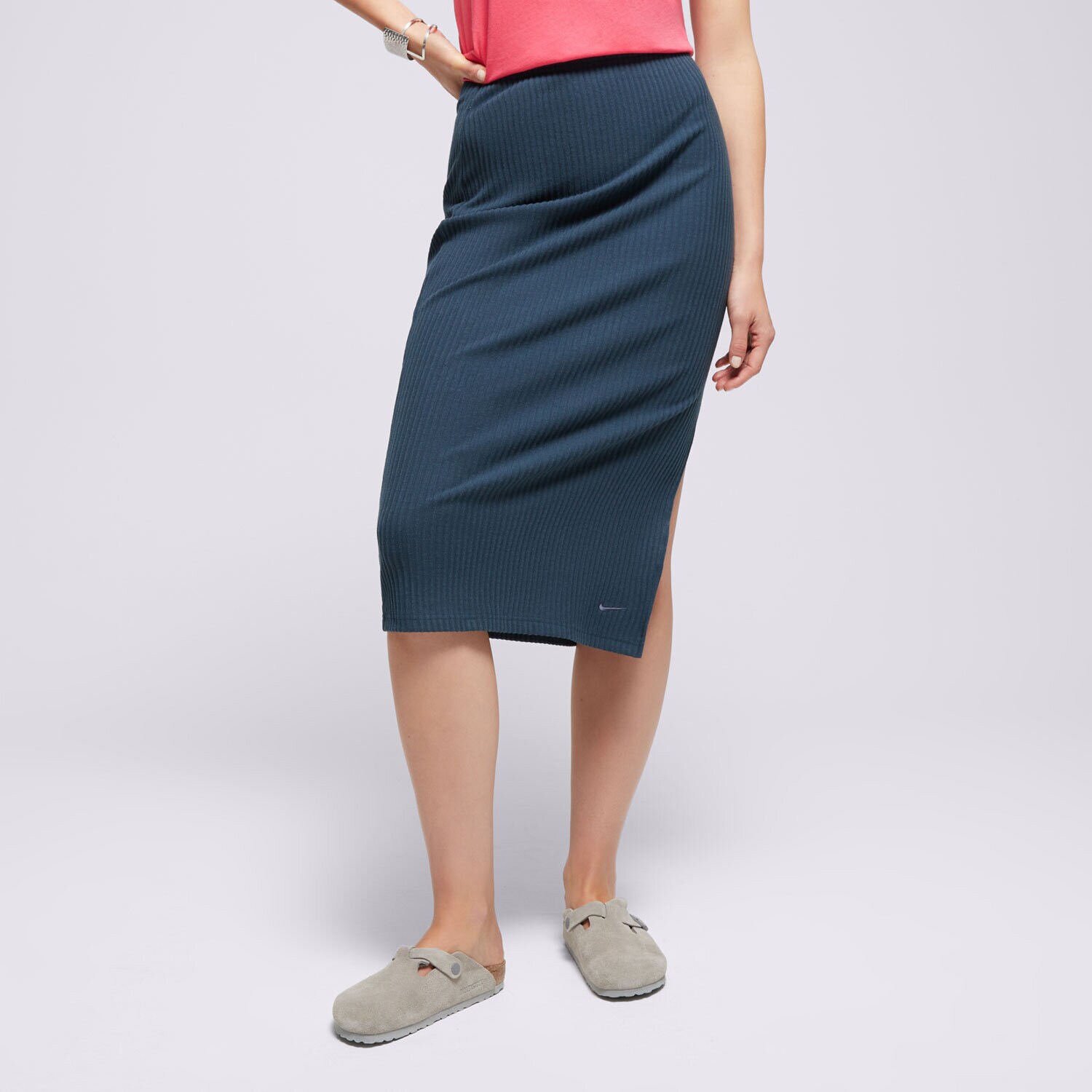 Ženska obleka NIKE KRILO W NSW NK CHLL KNT RIB MD SKIRT FQ1636-478 mornarsko modra