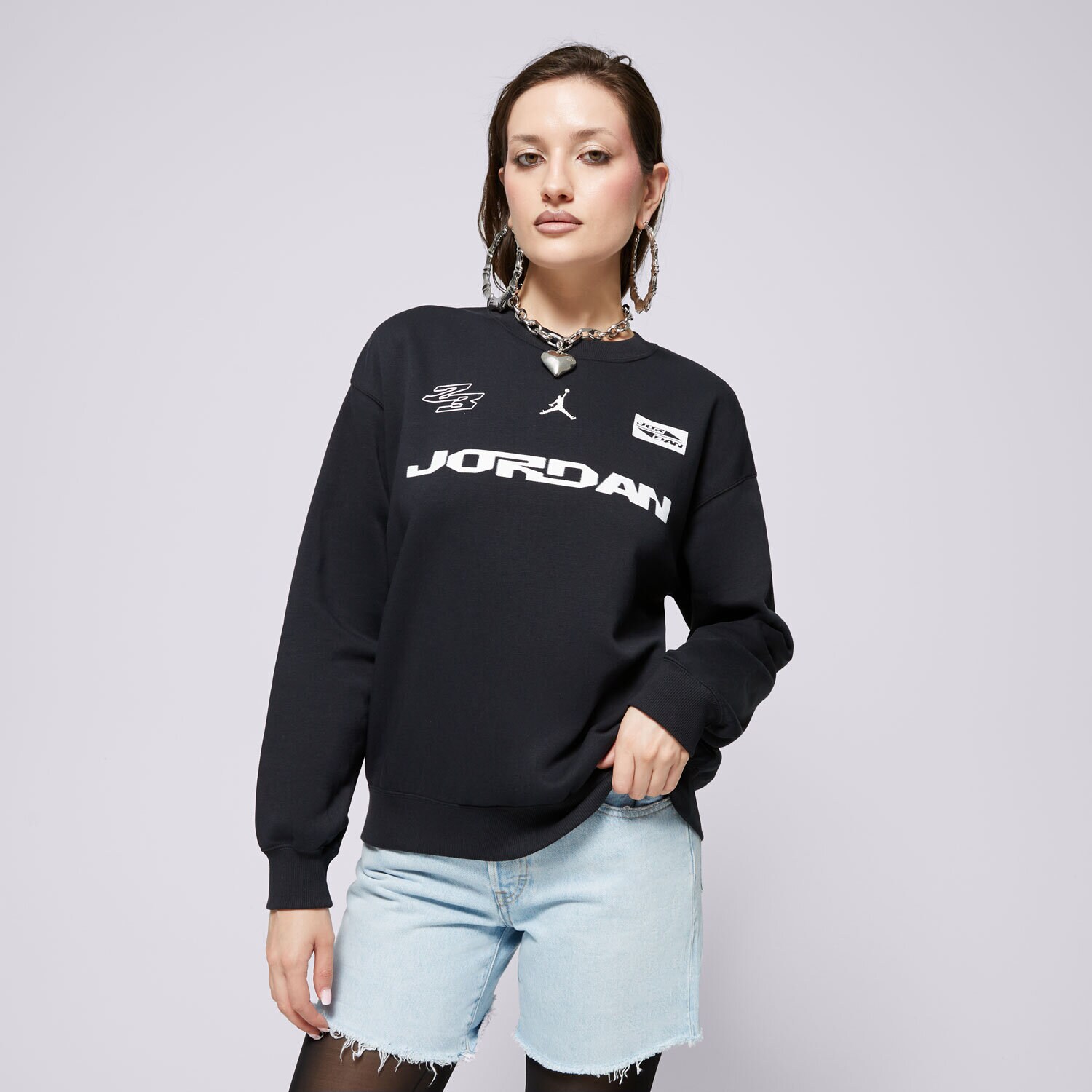 Ženski pulover JOPICA W JORDAN BRKLN FLC CREW GFX 24  FV7086-010 črna