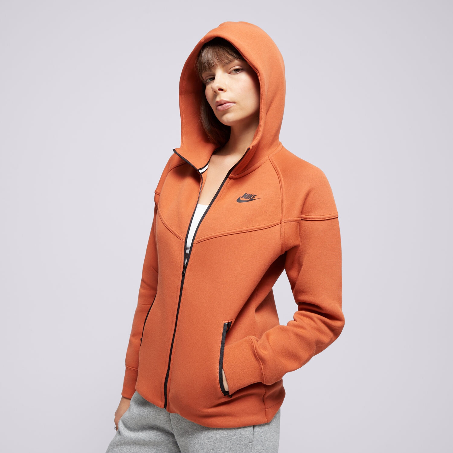 Ženski pulover NIKE JOPICA S KAPUCO W NSW TCH FLC WR FZ HDY FB8338-825 oranžna