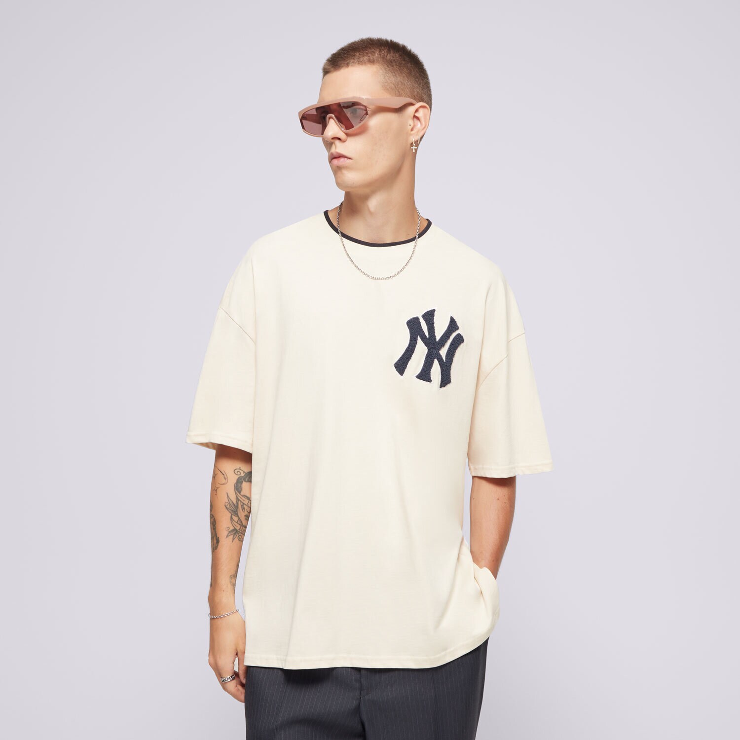 Moška majica s kratkimi rokavi NEW ERA T-SHIRT WS NYY NEW YORK YANKEES LTCNVY 60564866 bež