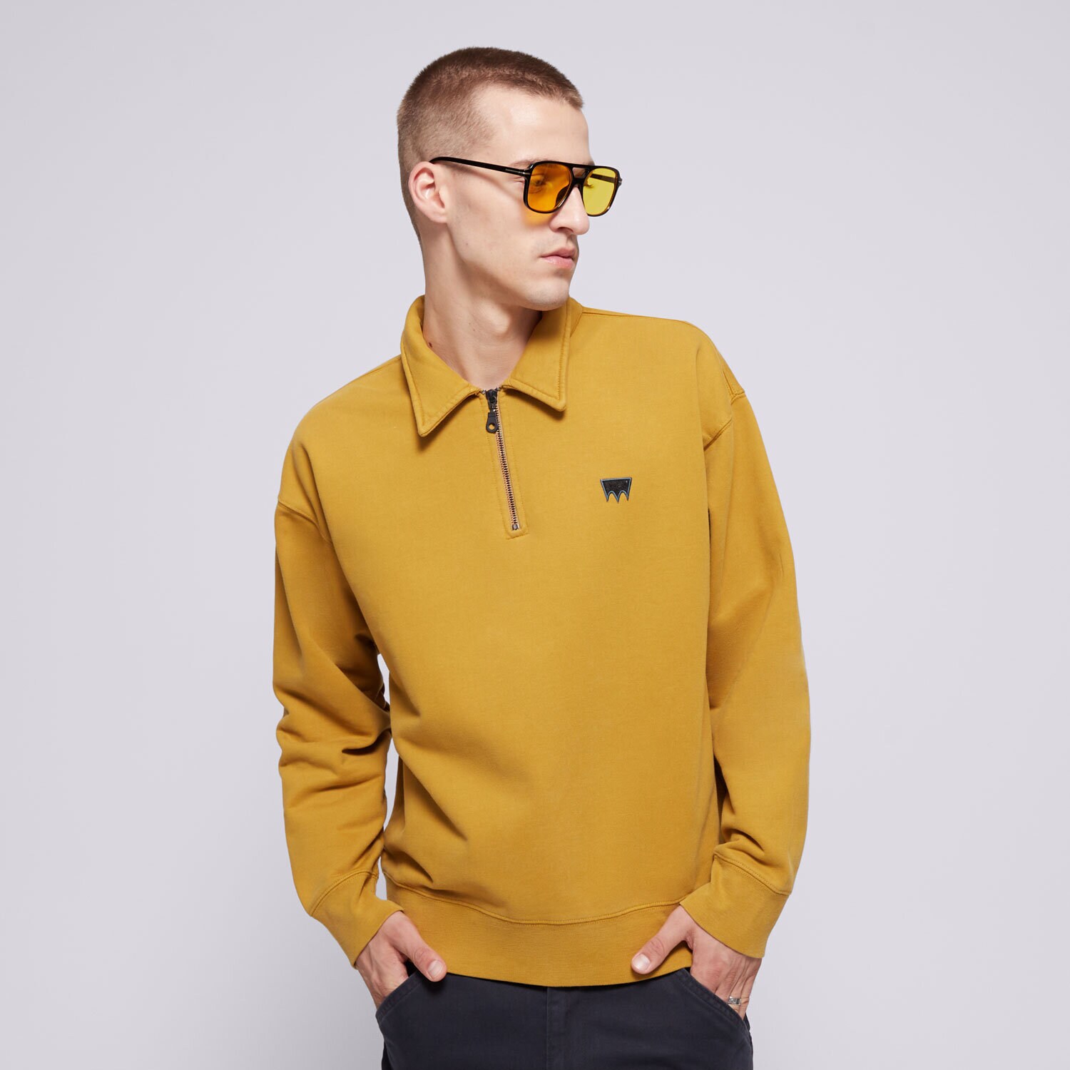 Moški pulover LEVI'S JOPICA SKATE NEW QUARTER ZIP NEUTRALS A1012-0010 gorčična
