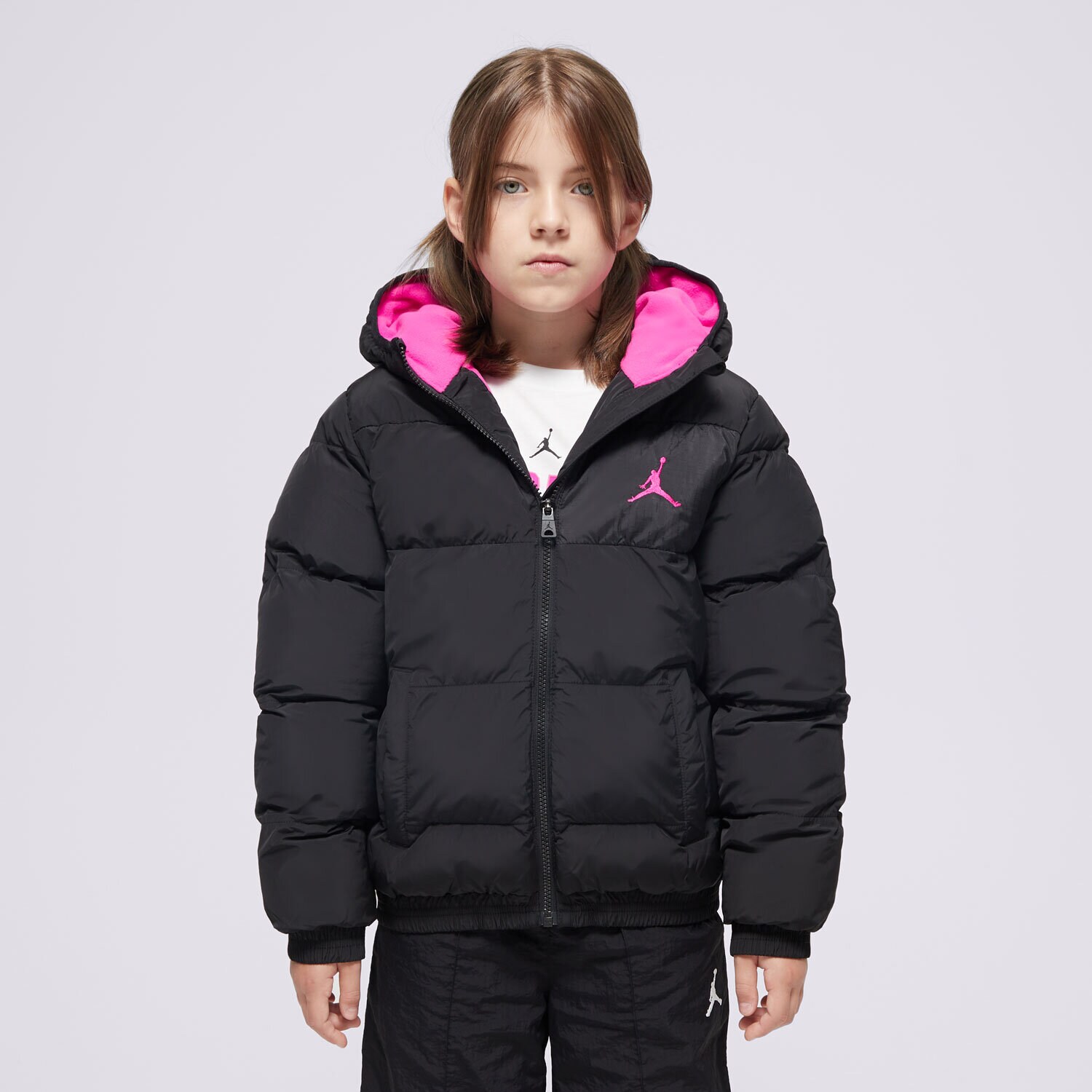 Otroški pulover JORDAN JAKNA ZIMSKA (G)MID PADDED JKT BLK/P G 45D195-023 črna