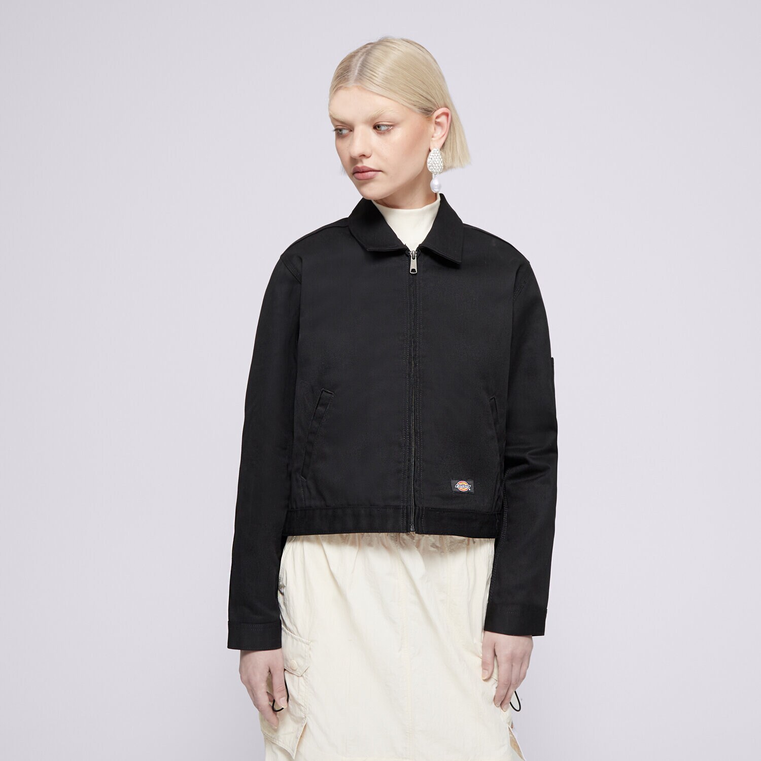 Ženska jakna za prehodni čas DICKIES JAKNA UNLINED CROPPED EISENHOWER JACKET DK0A4YQYBLK1 črna