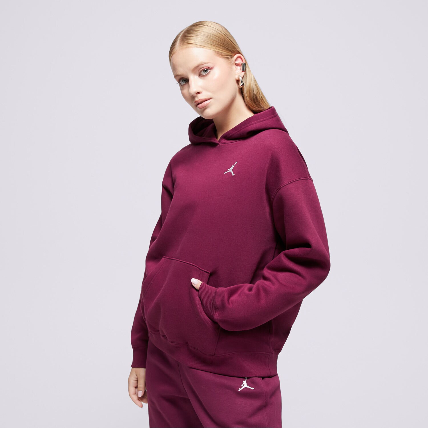 Ženski pulover JOPICA S KAPUCO W JORDAN BRKLN FLC PO 24  FV7071-610 bordo