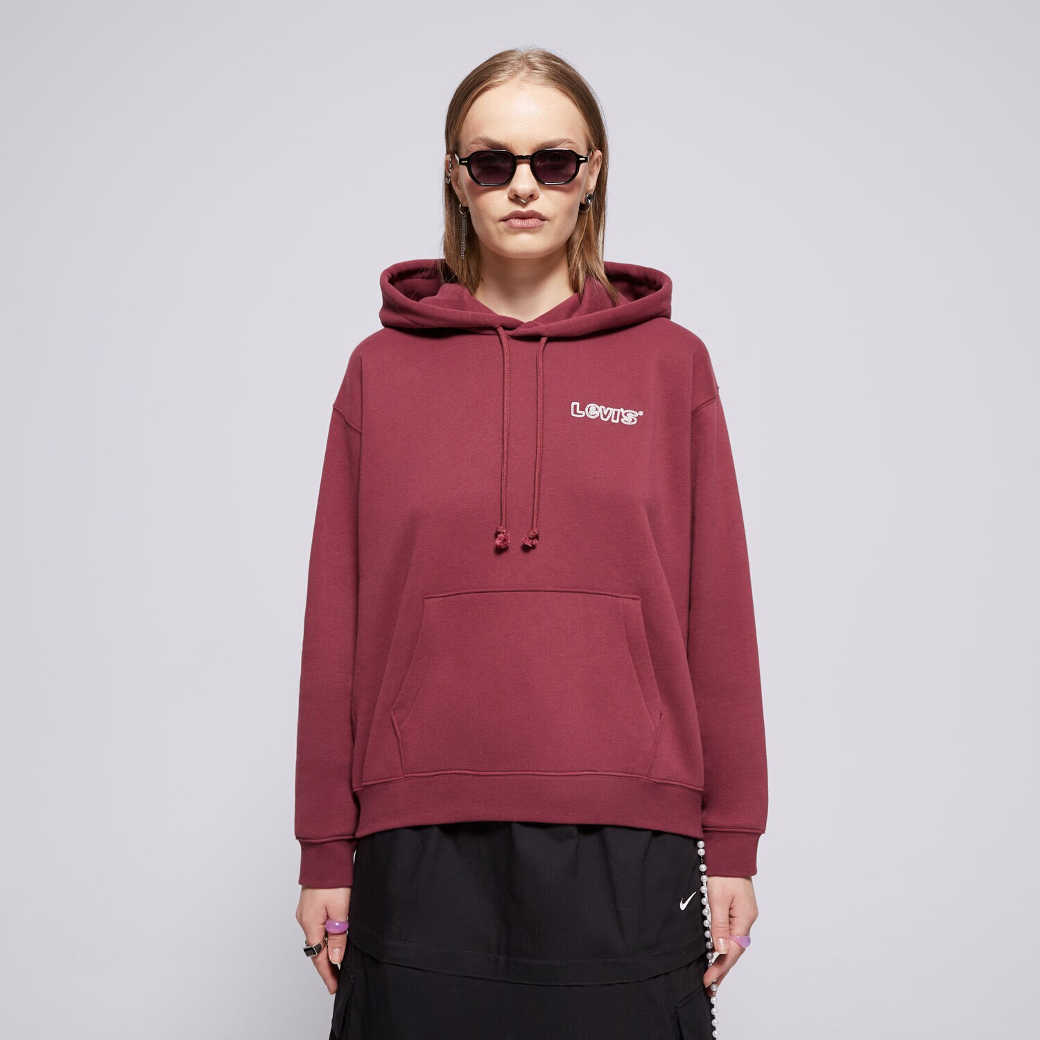 Ženski pulover LEVI'S JOPICA S KAPUCO GRAPHIC EVERYDAY HOODIE REDS A8801-0009 bordo