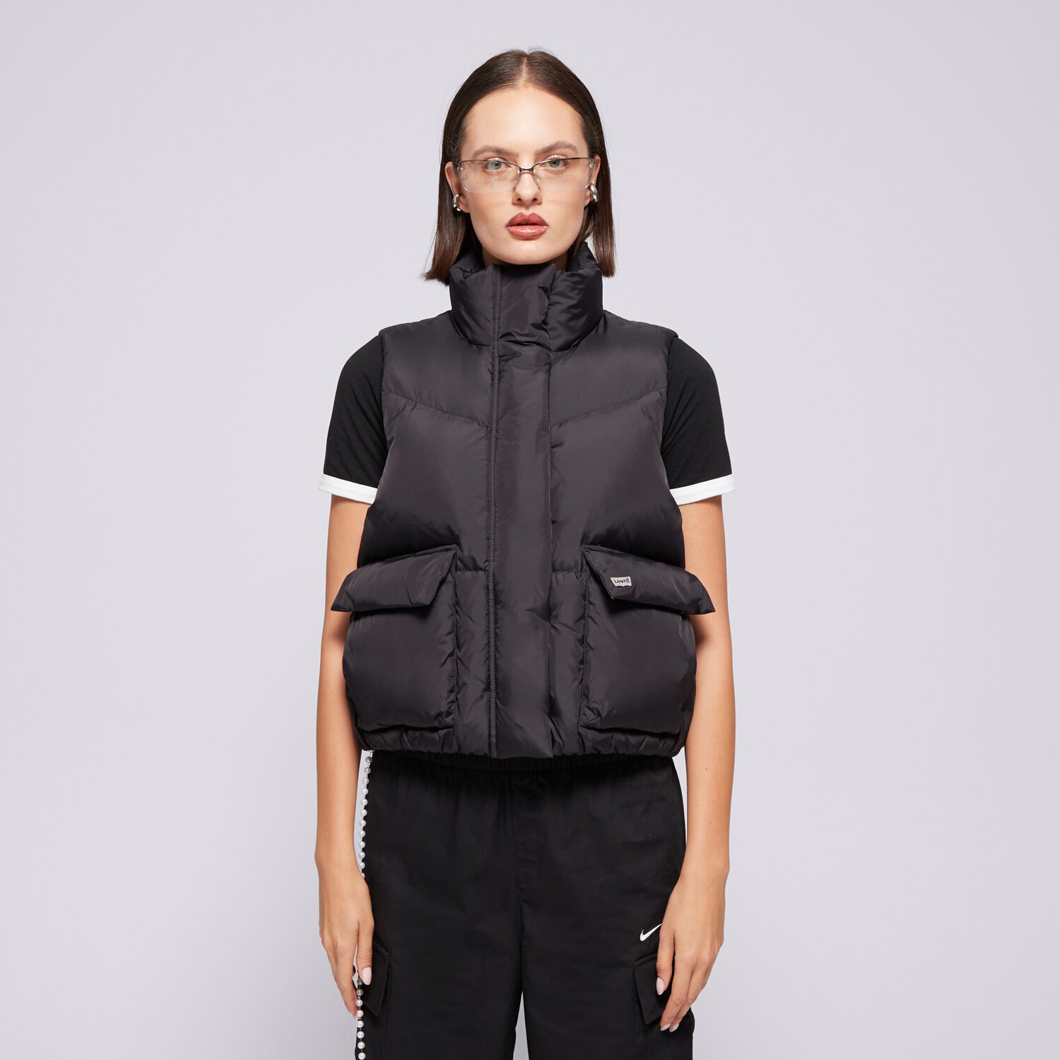 Ženski brezrokavnik LEVI'S BREZROKAVNIK WESTERN BUBBLE VEST BLACKS A8526-0003 črna