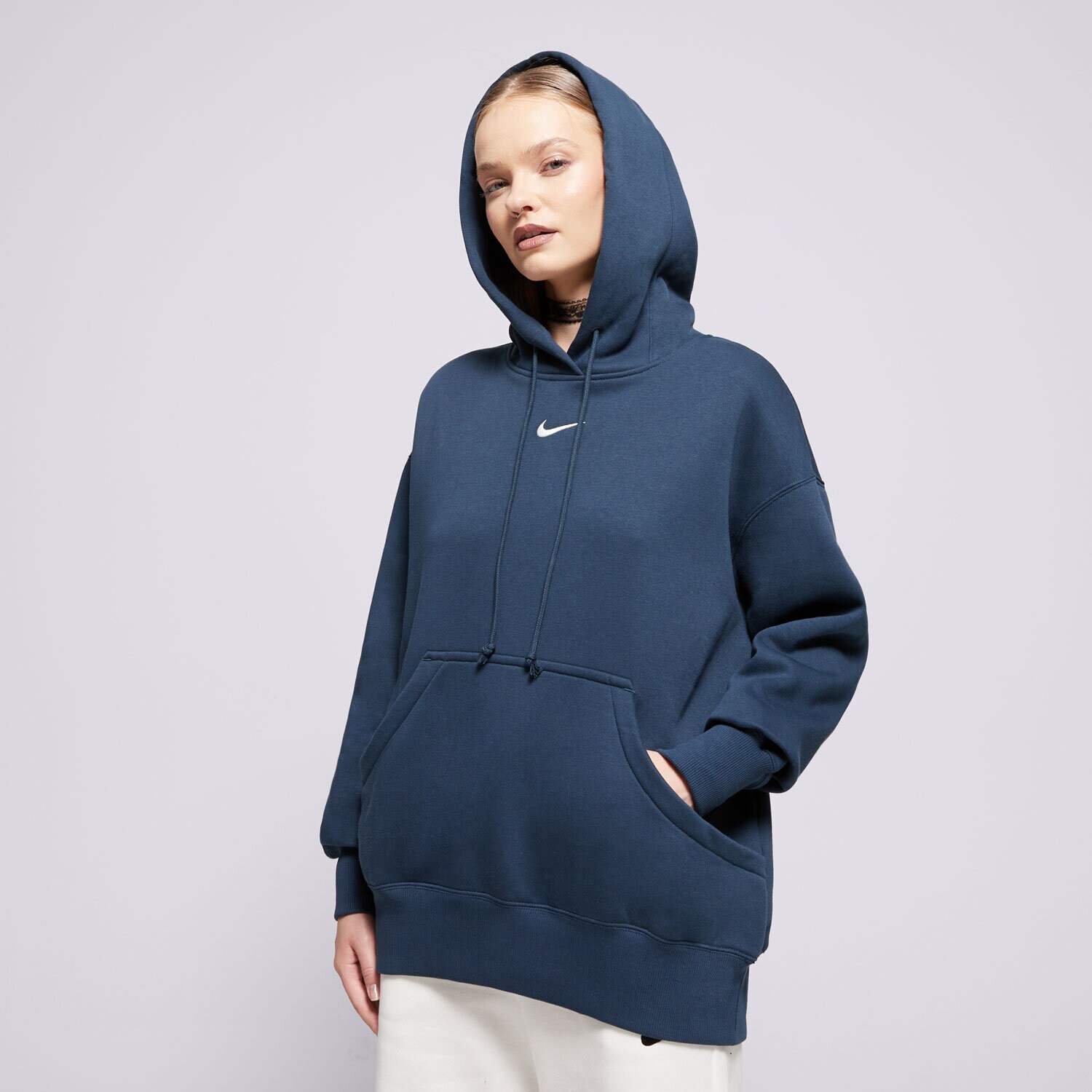Ženski pulover NIKE JOPICA S KAPUCO W NSW PHNX FLC OS PO HOODIE DQ5860-478 mornarsko modra