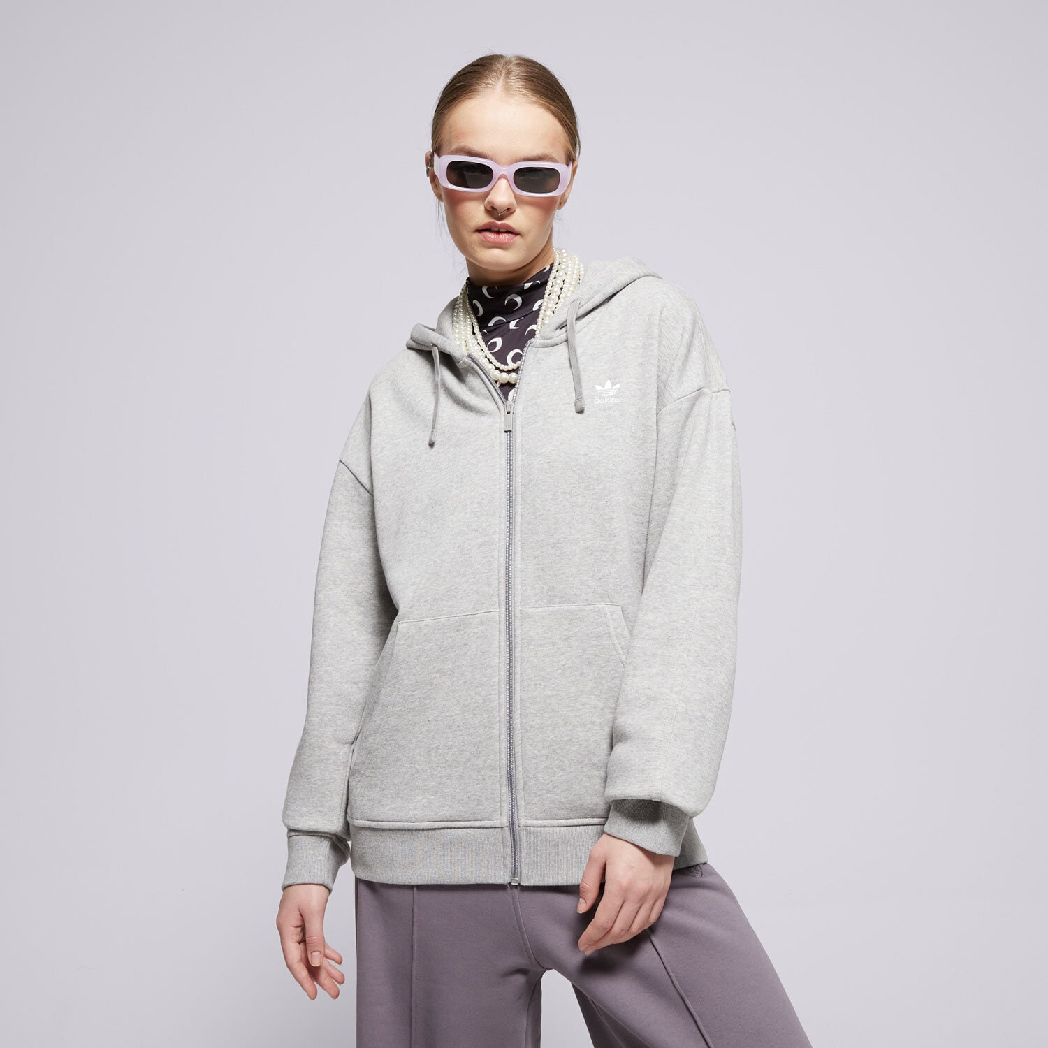 Ženski pulover ADIDAS JOPICA S KAPUCO ESS FZ HOODIE IY9622 siva