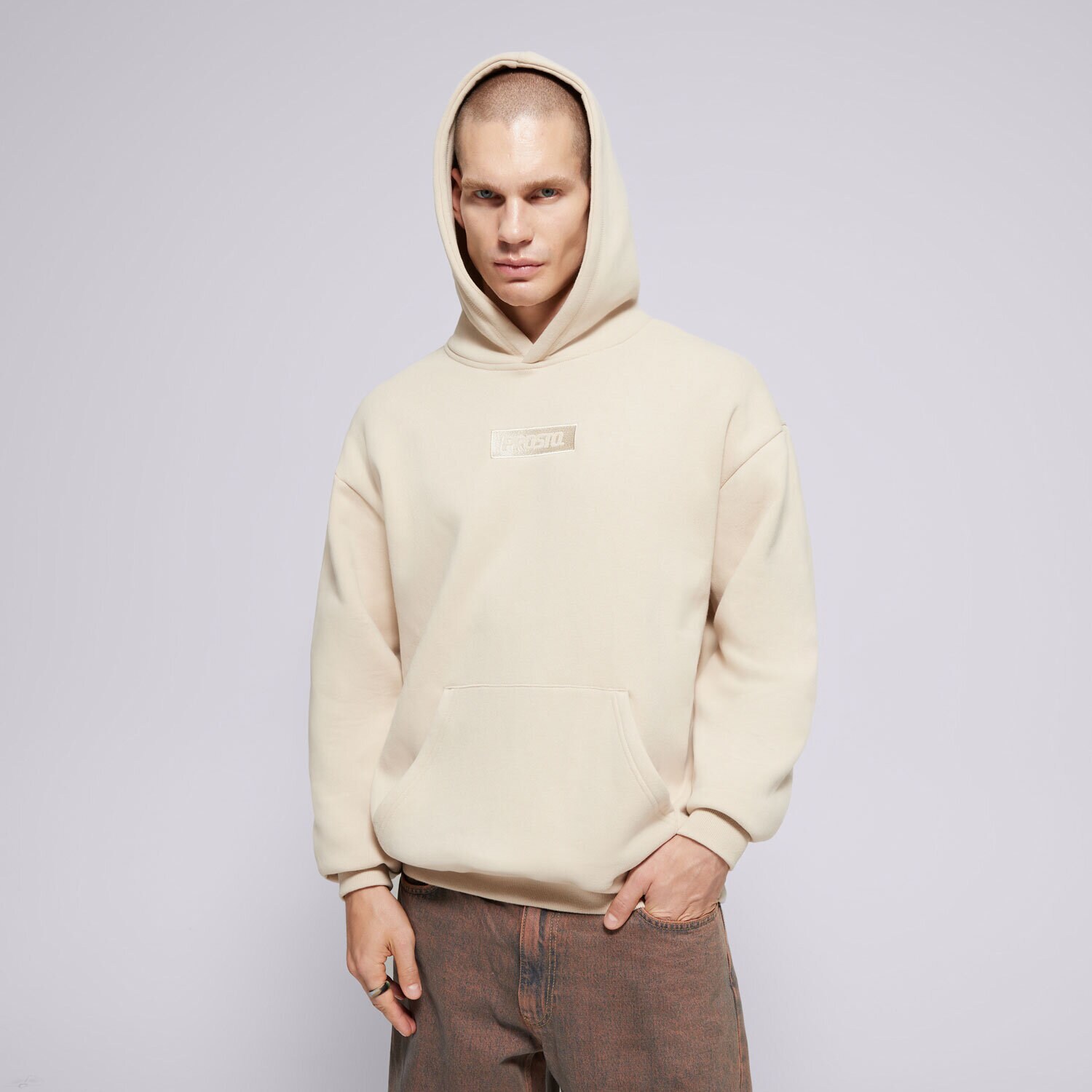 Moški pulover PROSTO JOPICA S KAPUCO HOODIE BOXLEY BEIGE KL242MSWE2033 bež