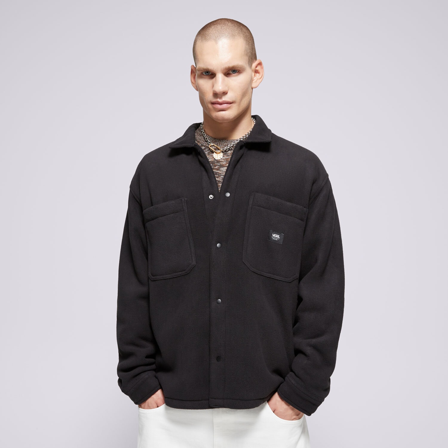 Moška zimska jakna VANS JAKNA PENMAR HEAVYWEIGHT JOPIČ IZ FLISA FLEECE SHACKET VN000HNSBLK črna