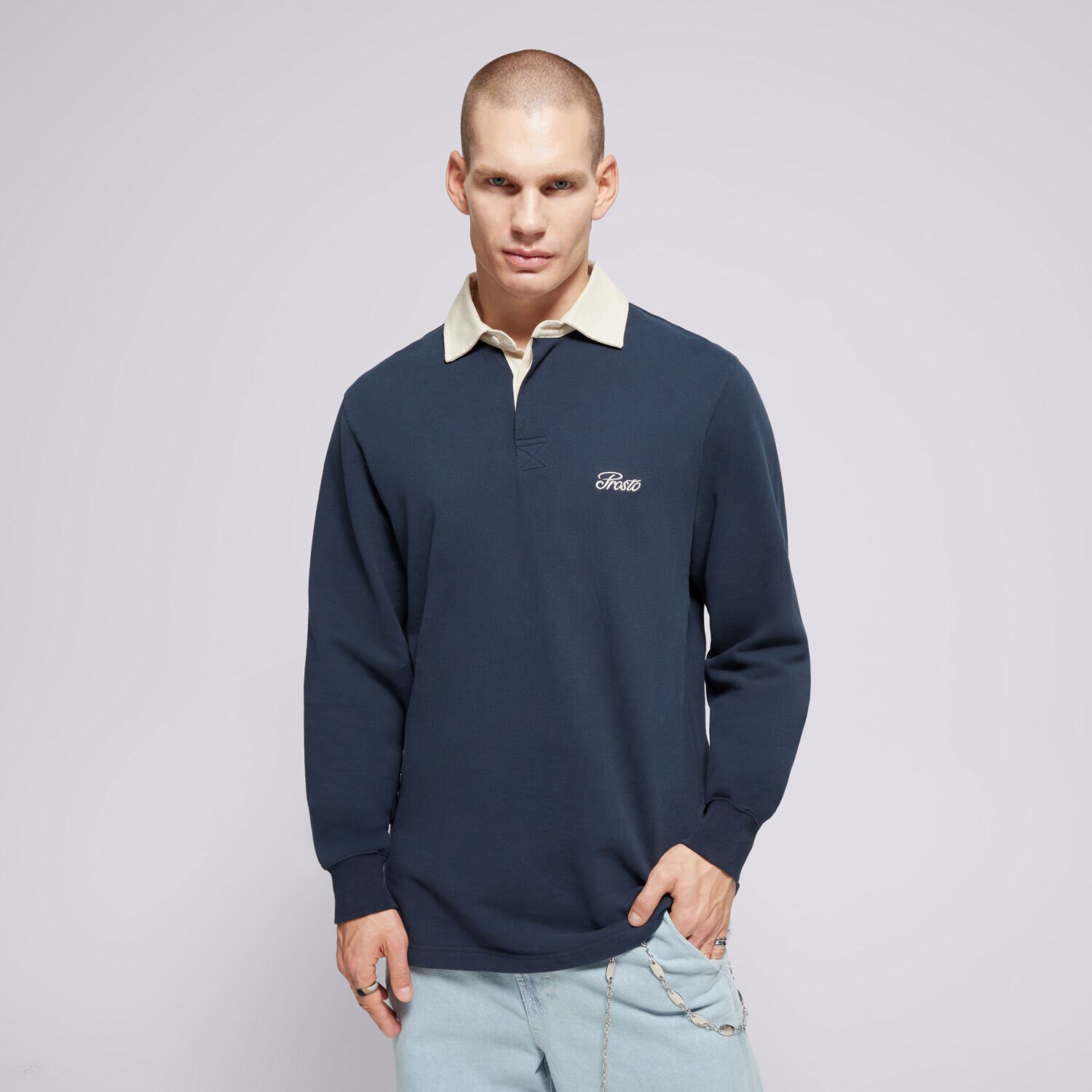 Moška majica s kratkimi rokavi PROSTO POLO LONG DIMES NAVY KL242MTEE5011 mornarsko modra