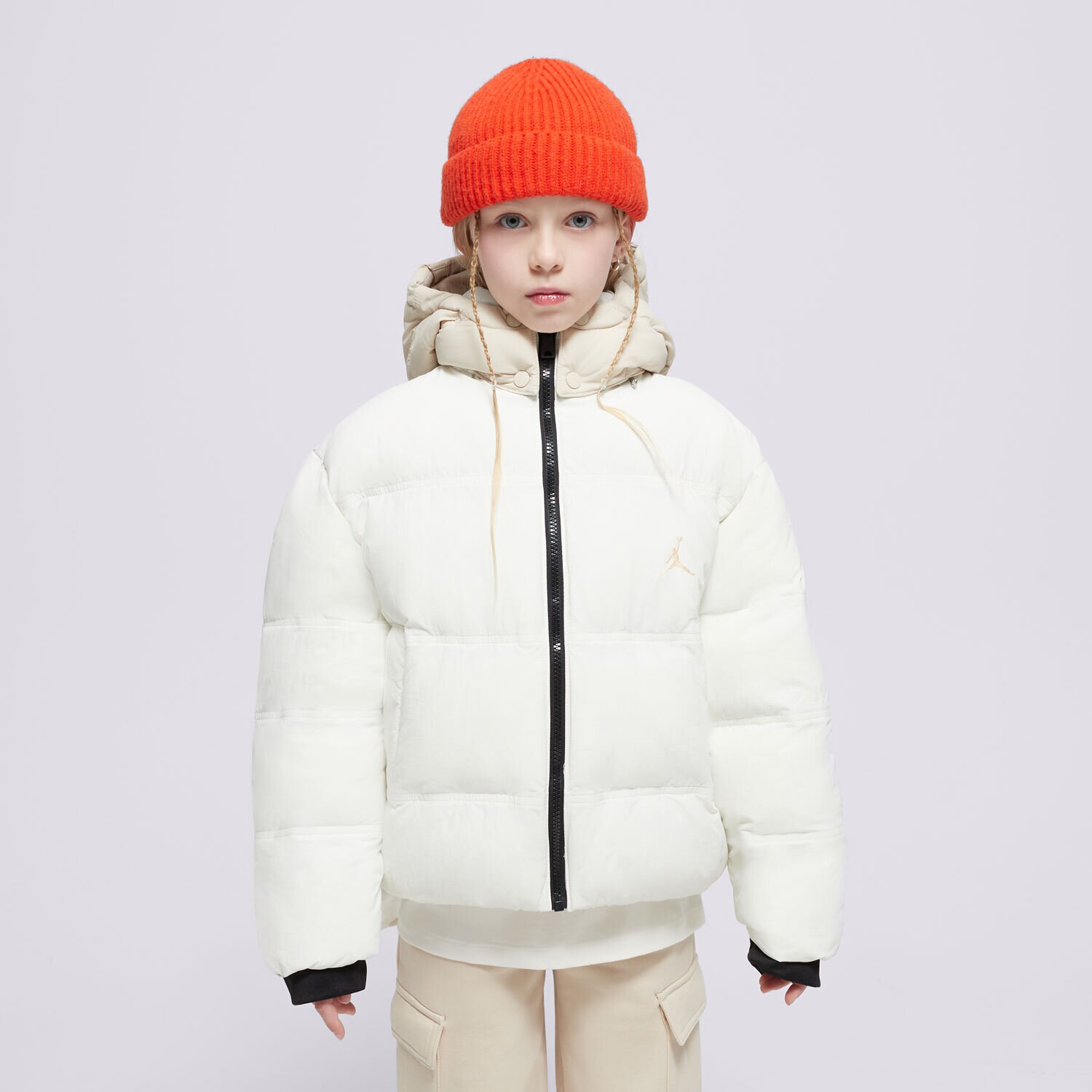 Otroški pulover JORDAN JAKNA ZIMSKA- JDG HEAVIEST WT PUFFER GIRL 45D196-782 kremna barva