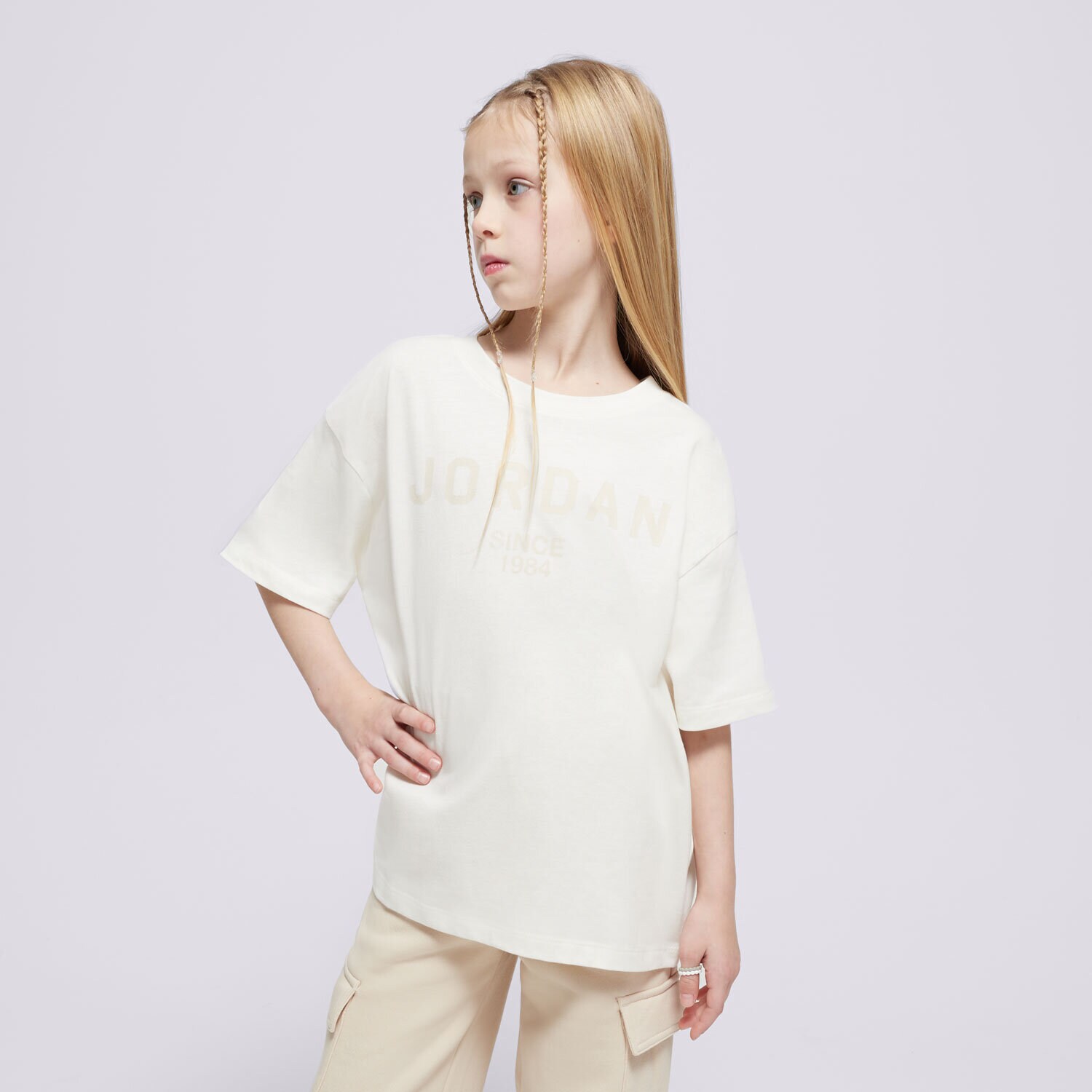 Otroška majica s kratkimi rokavi JORDAN T-SHIRT JDG HIGH BRAND READ SS GIRL 45D334-782 bež