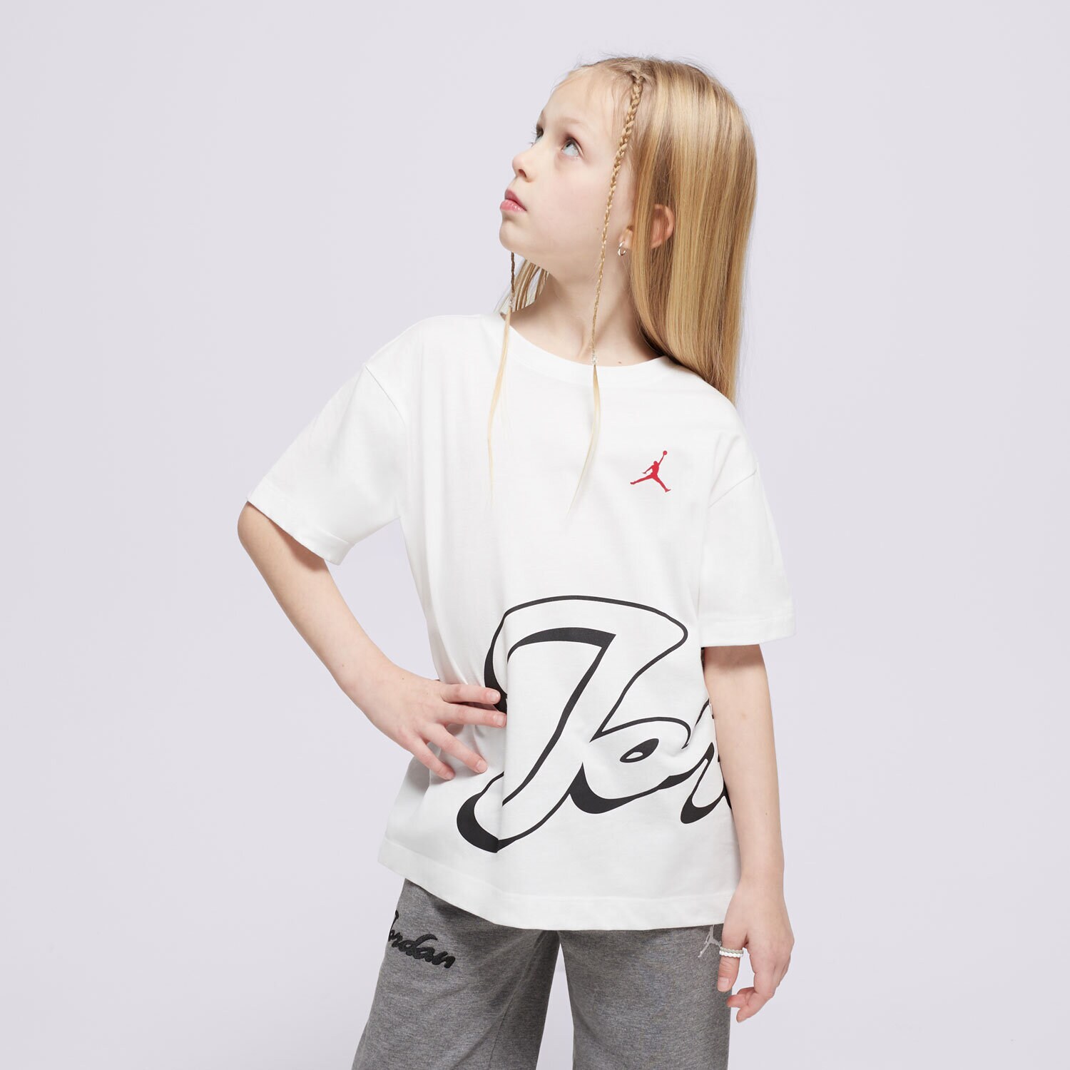 Otroška majica s kratkimi rokavi JORDAN T-SHIRT JDG JM ENCHANTMENT SCRIPT SS T GIRL 45D552-001 bela