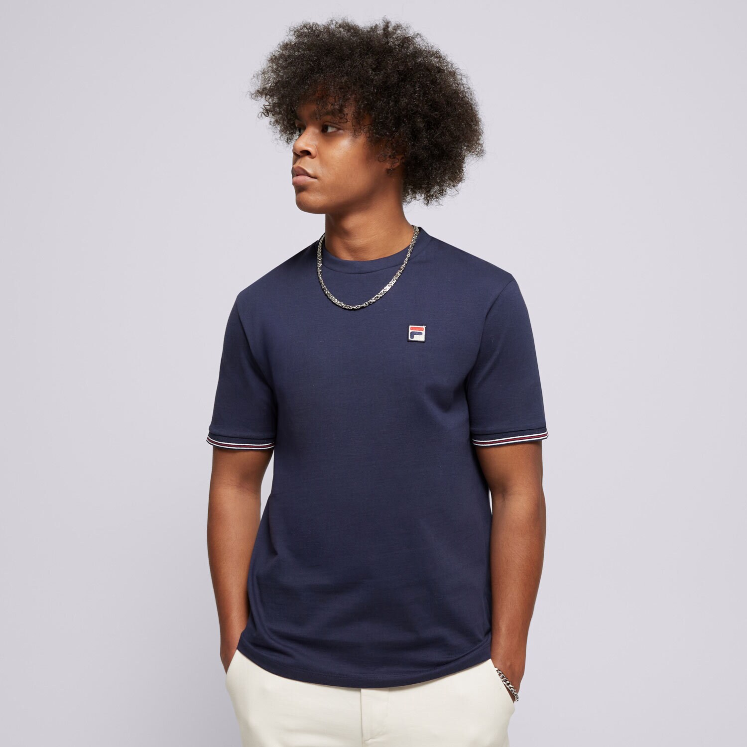 Moška majica s kratkimi rokavi FILA T-SHIRT CALEB FW24MH036410 mornarsko modra
