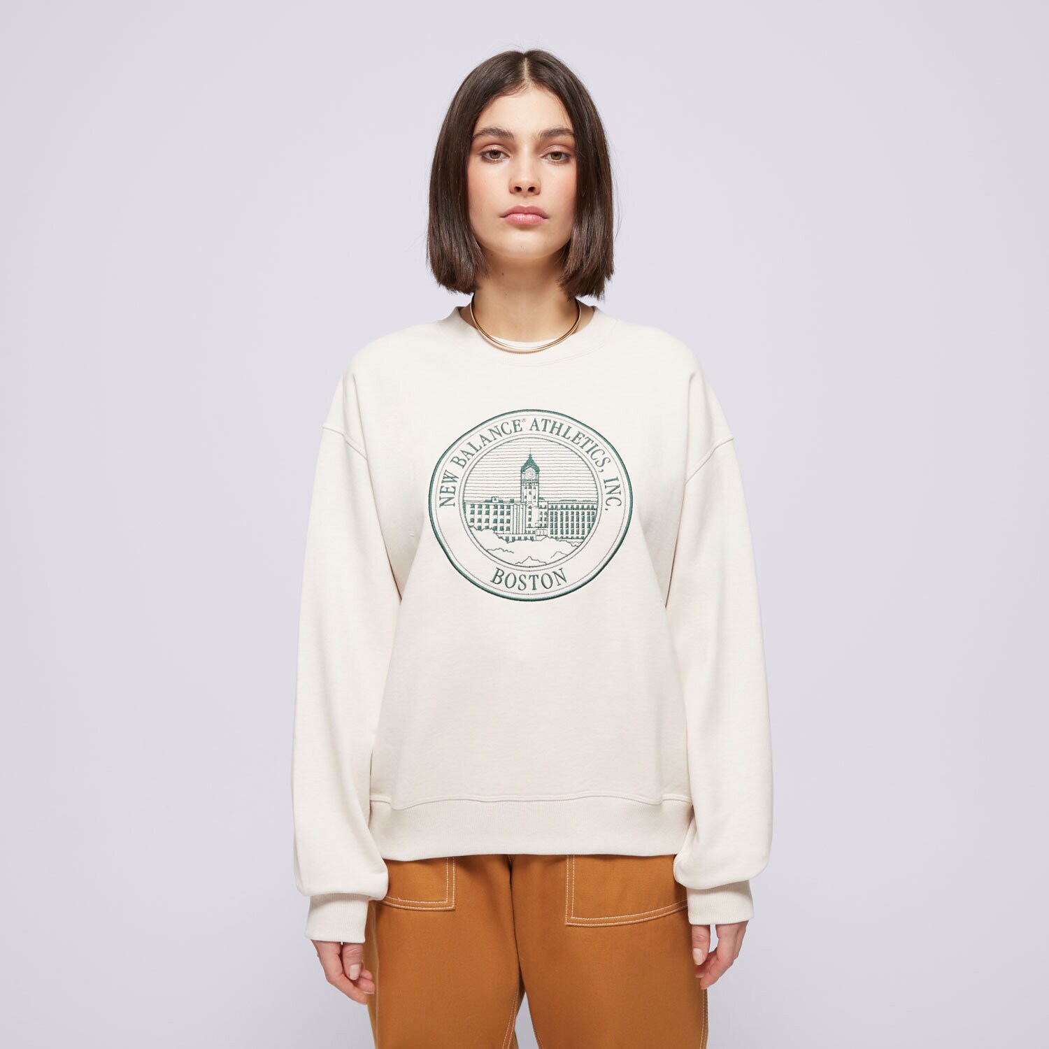 Ženski pulover NEW BALANCE JOPICA ATHLETICS TERRY OVERSIZED CREST WT43553LIT bež