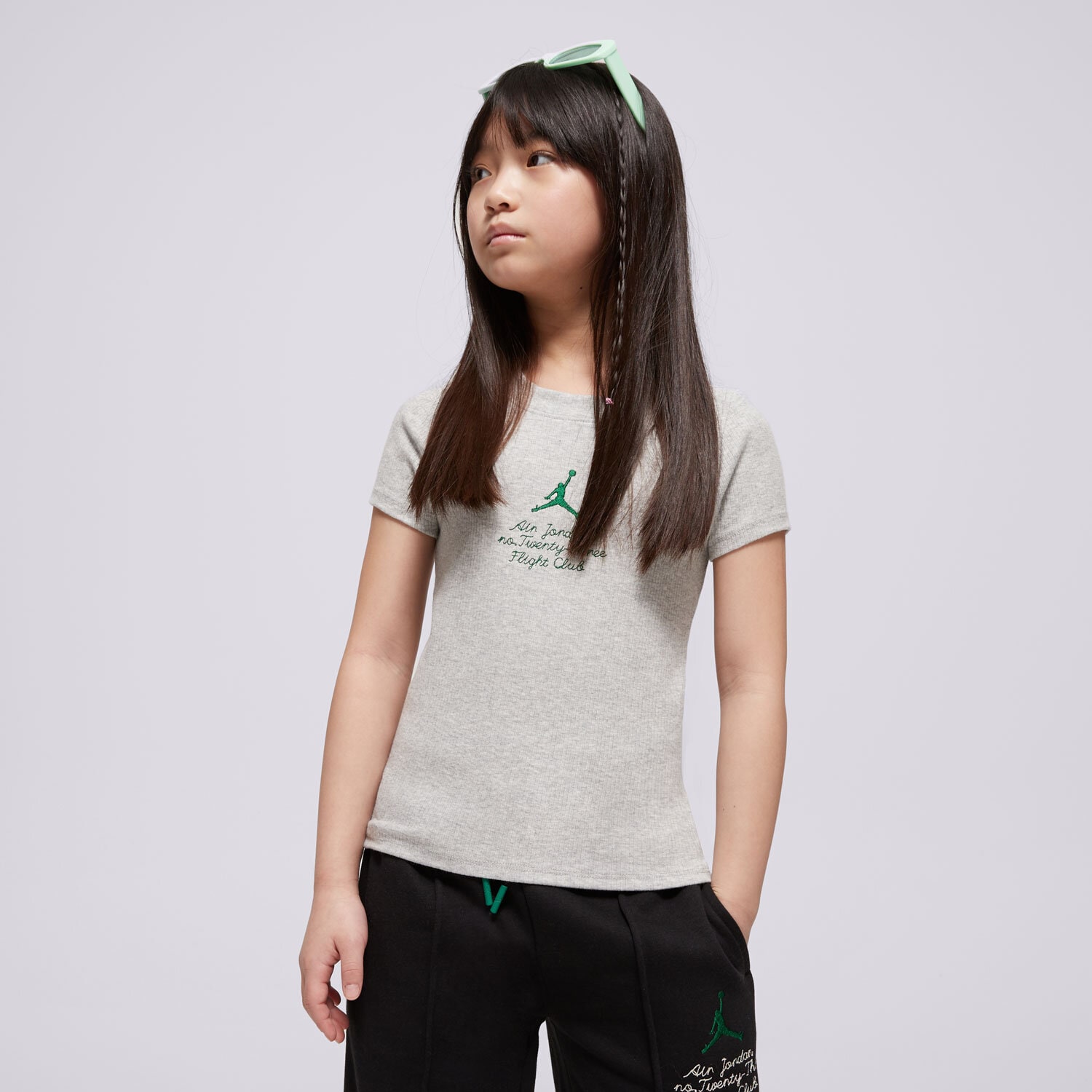 Otroška majica s kratkimi rokavi JORDAN T-SHIRT JDG COURT OF LEGENDS RIBBED TE GIRL 45D703-G2H siva