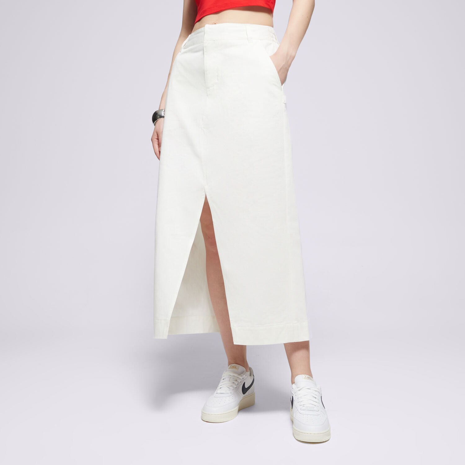 Ženska obleka NIKE KRILO NSW CLLCTN TWILL SKIRT FRWY HQ8022-133 kremna barva