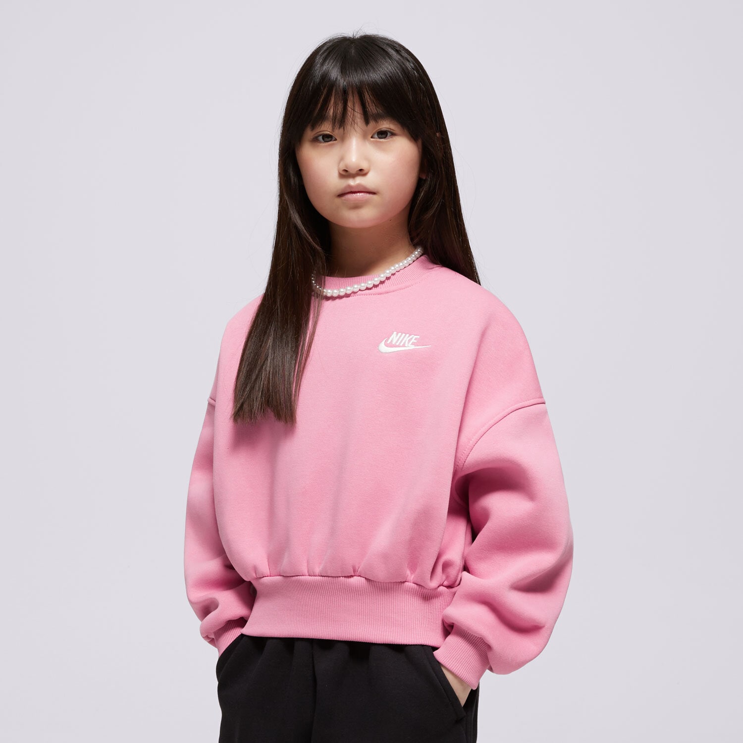 Otroški pulover NIKE JOPICA G NSW CLUB FLC BXY CRW LBR GIRL FZ9244-646 roza