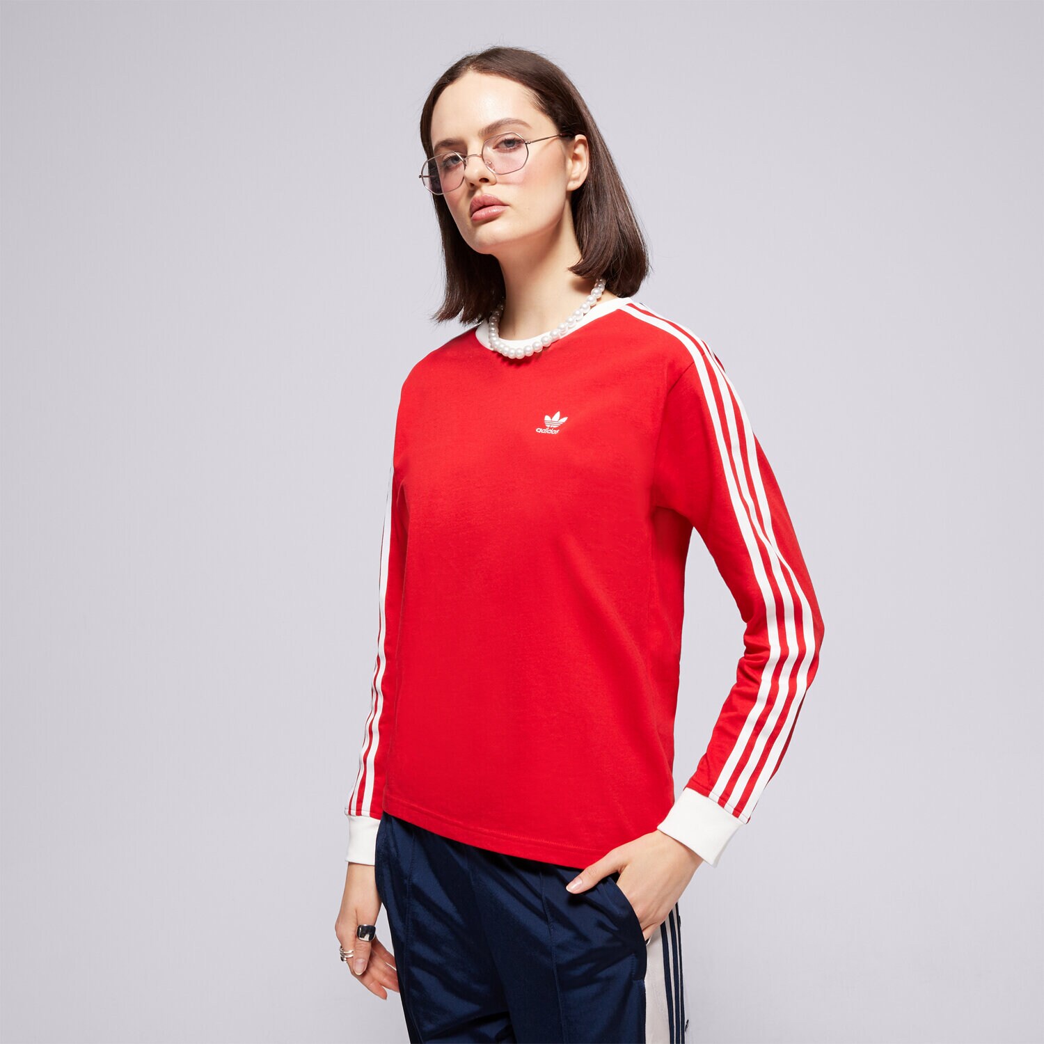 Ženska majica s kratkimi rokavi ADIDAS T-SHIRT 3S REGULAR LS JC5777 rdeča