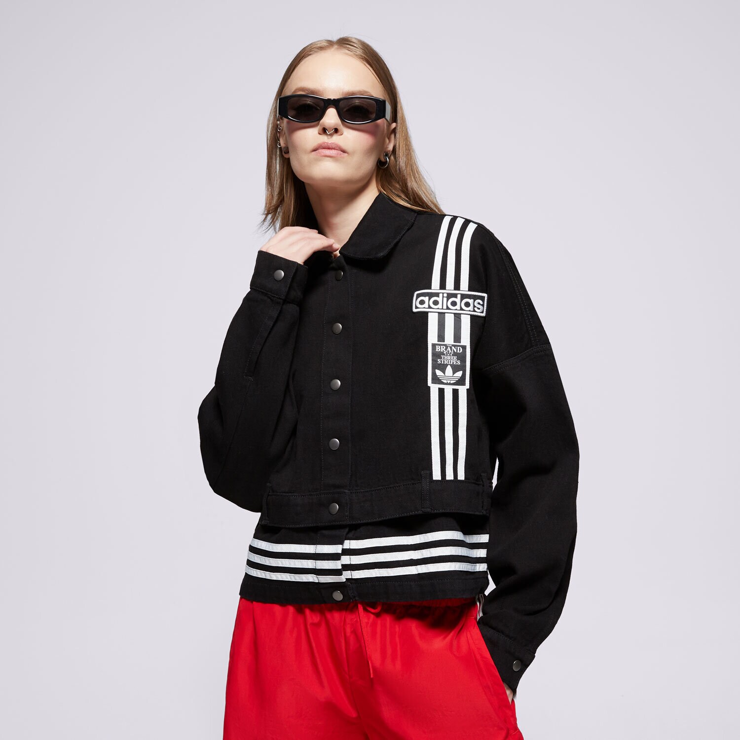Ženska jakna za prehodni čas ADIDAS JAKNA DENIM TRACK MAJICA JJ3095 črna