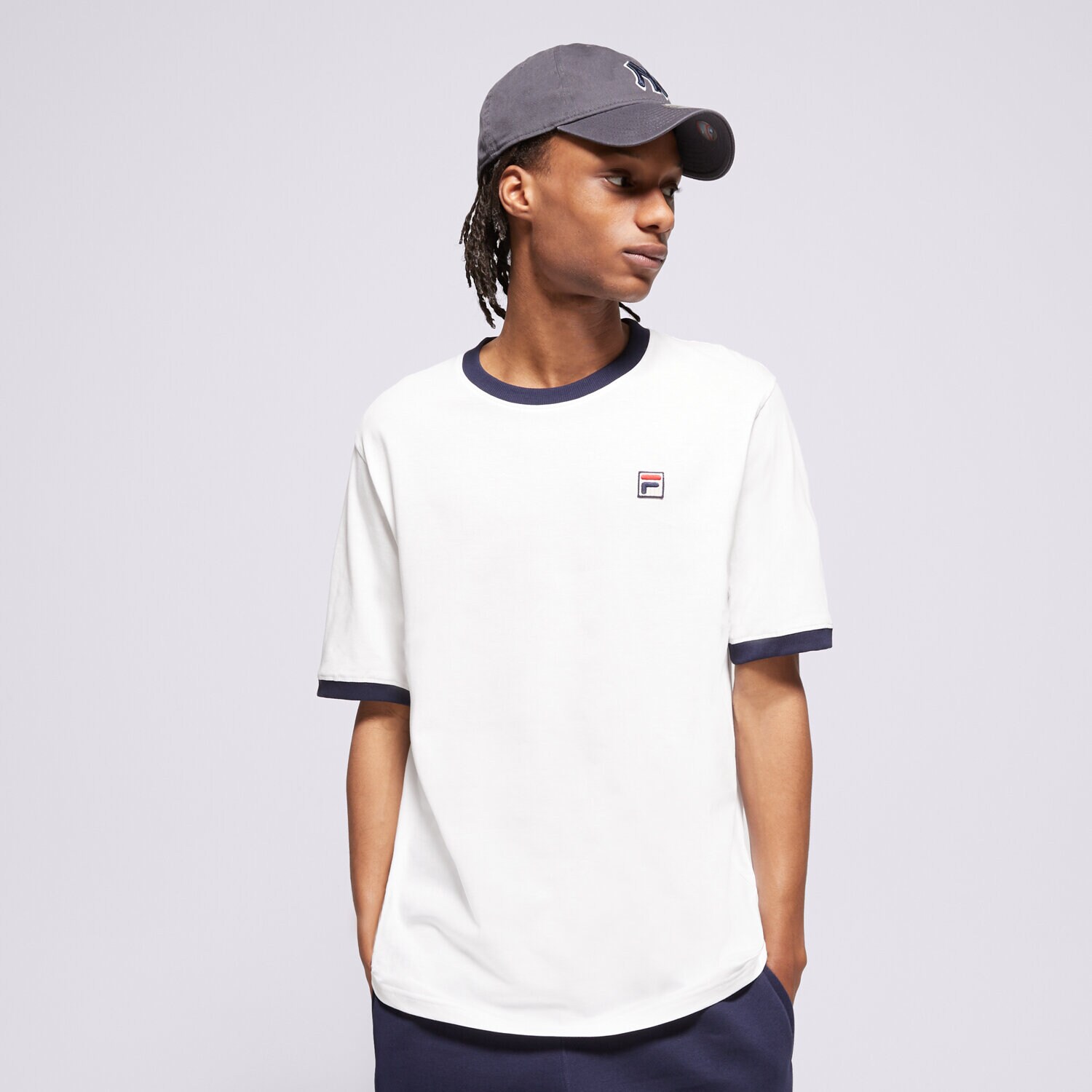Moška majica s kratkimi rokavi FILA T-SHIRT CONTRAST RIB TEE LM1836AT101 bela