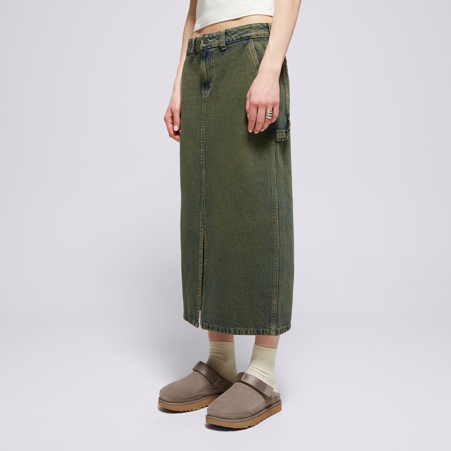 Ženska obleka DICKIES KRILO LONG DENIM CARPENTER SKIRT W DK0A866SK571 zelena