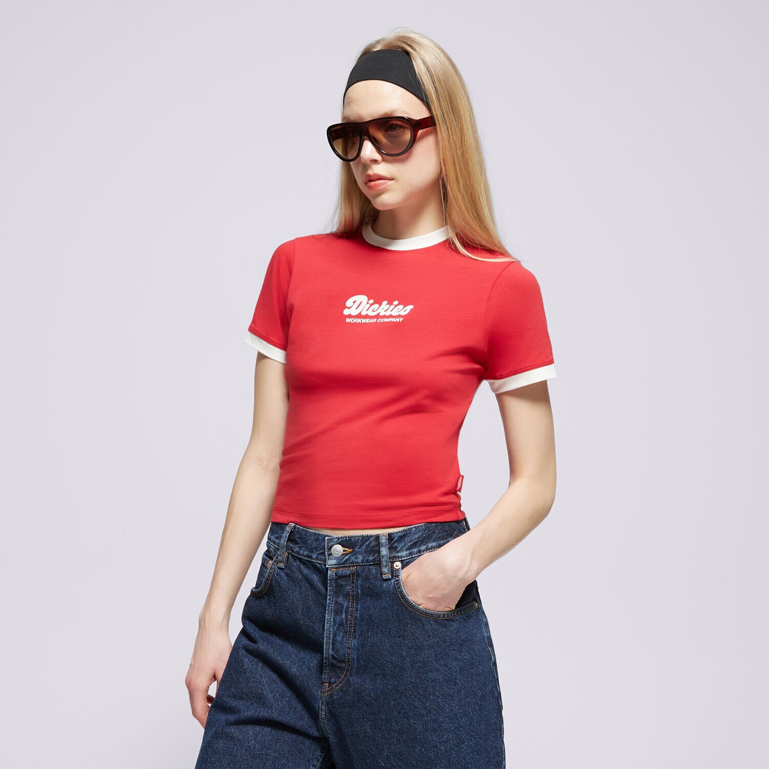 Ženska majica s kratkimi rokavi DICKIES T-SHIRT LEWISTOWN RINGER SS TEE W DK0A4Z8I0ER1 rdeča