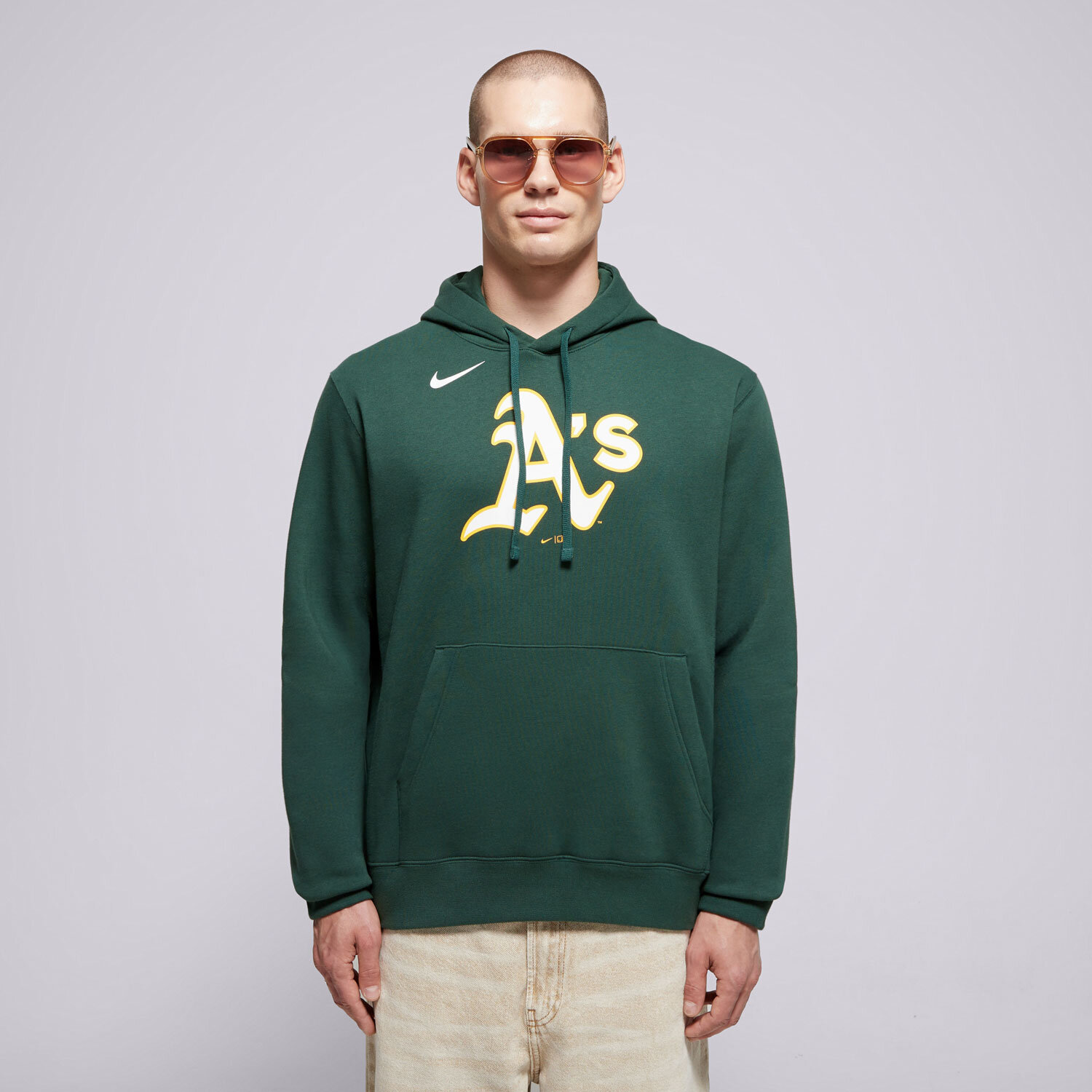 Moški pulover NIKE JOPICA S KAPUCO MLB LOGO CLUB FLEECE HOOD OAKLAND ATHLE NKDK-3EY-FZ-CKX zelena